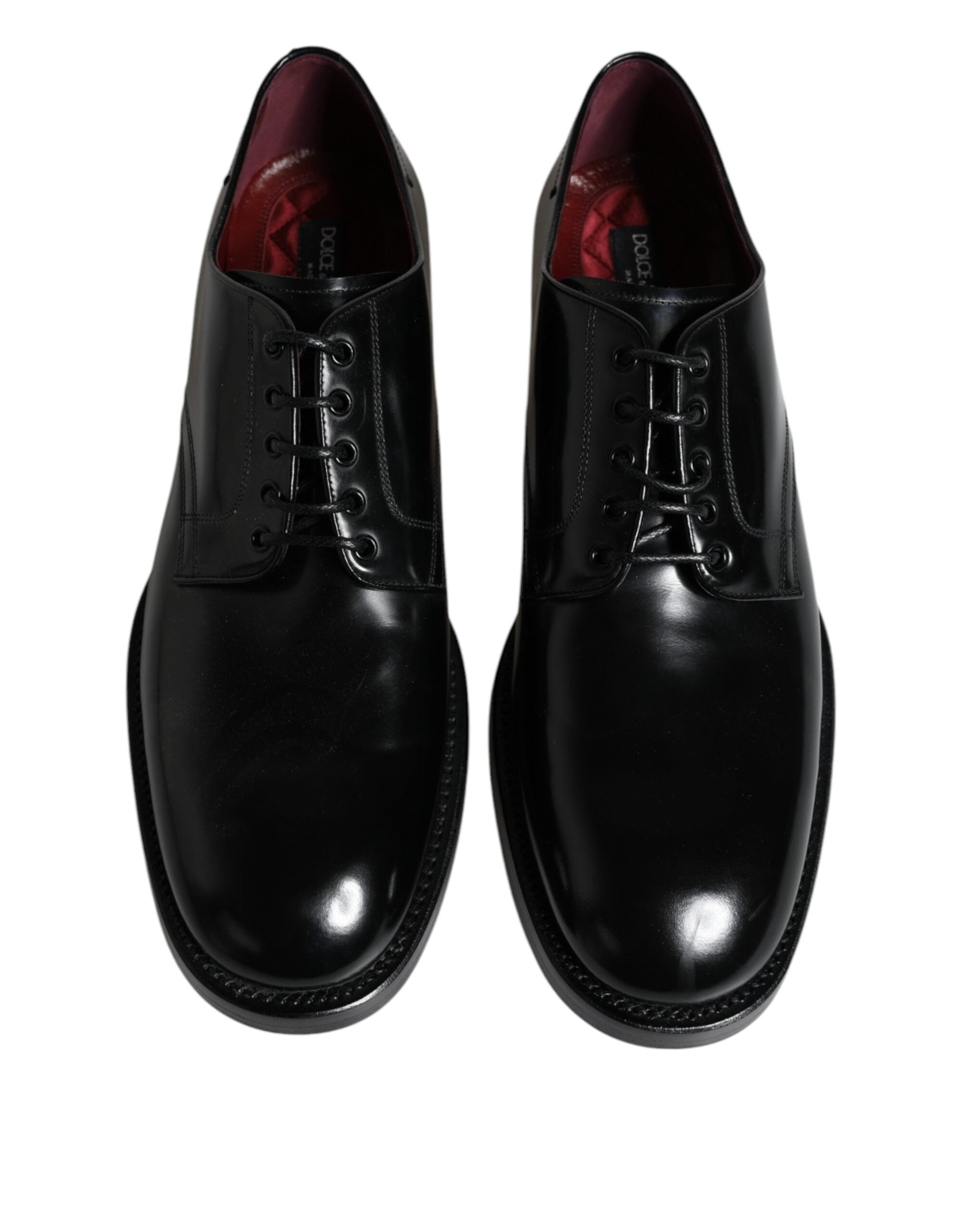 Dolce & Gabbana Pantofi Derby formali pentru bărbați, din piele neagră, cu șireturi, Dolce & Gabbana