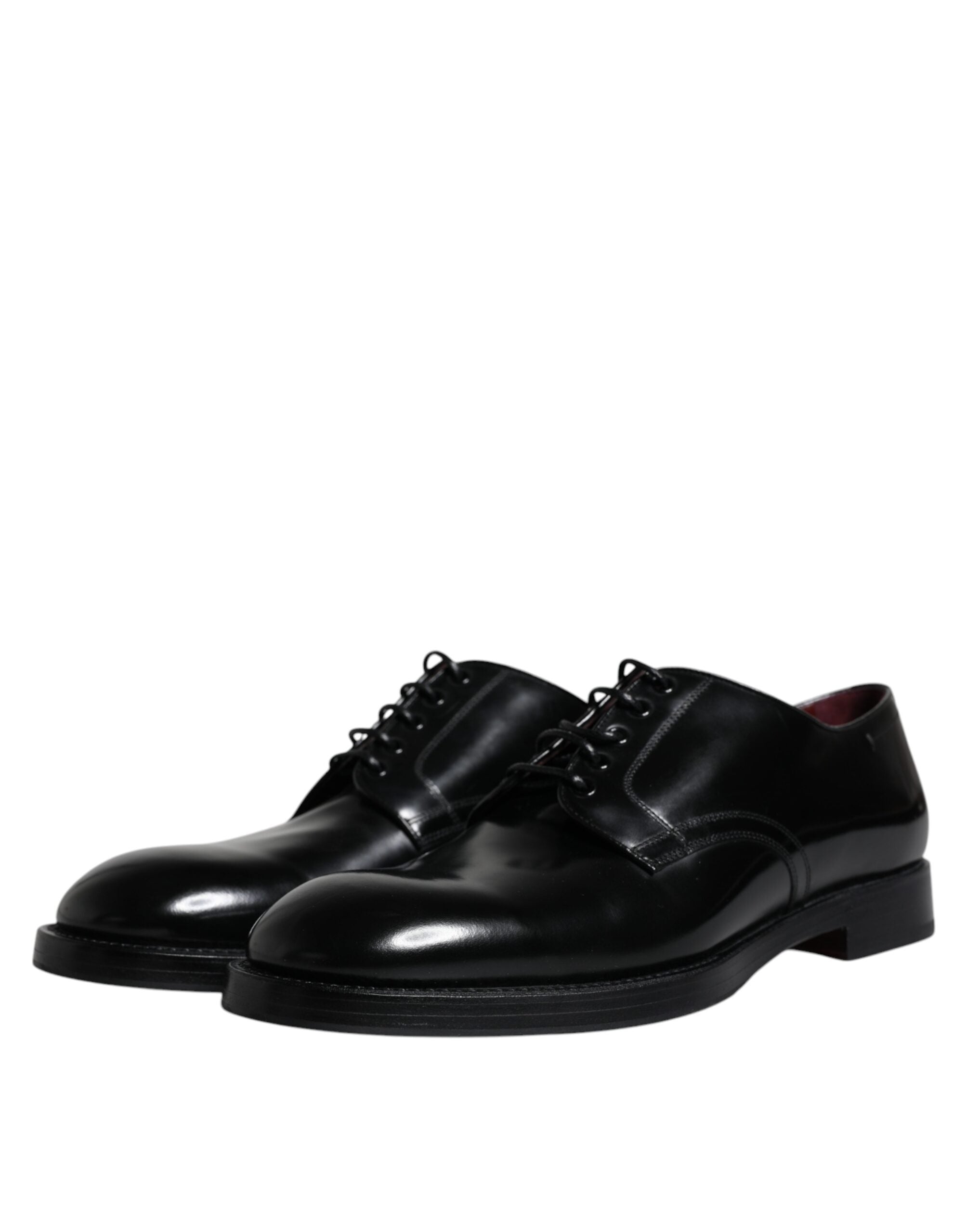 Dolce & Gabbana Pantofi Derby formali pentru bărbați, din piele neagră, cu șireturi, Dolce & Gabbana