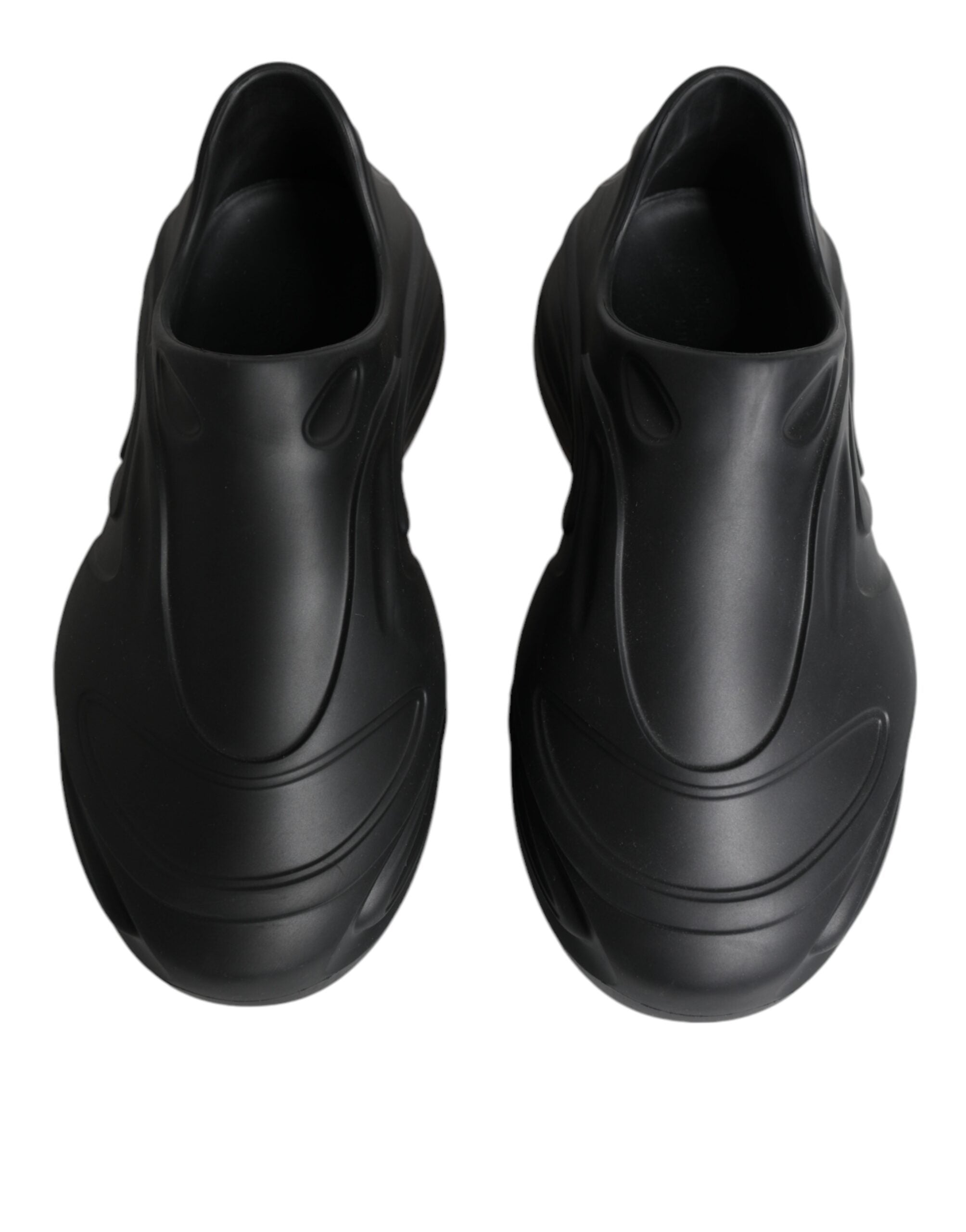 Dolce & Gabbana – Schwarze, folierte Gummi-Toy-Sneakers mit niedrigem Schaft