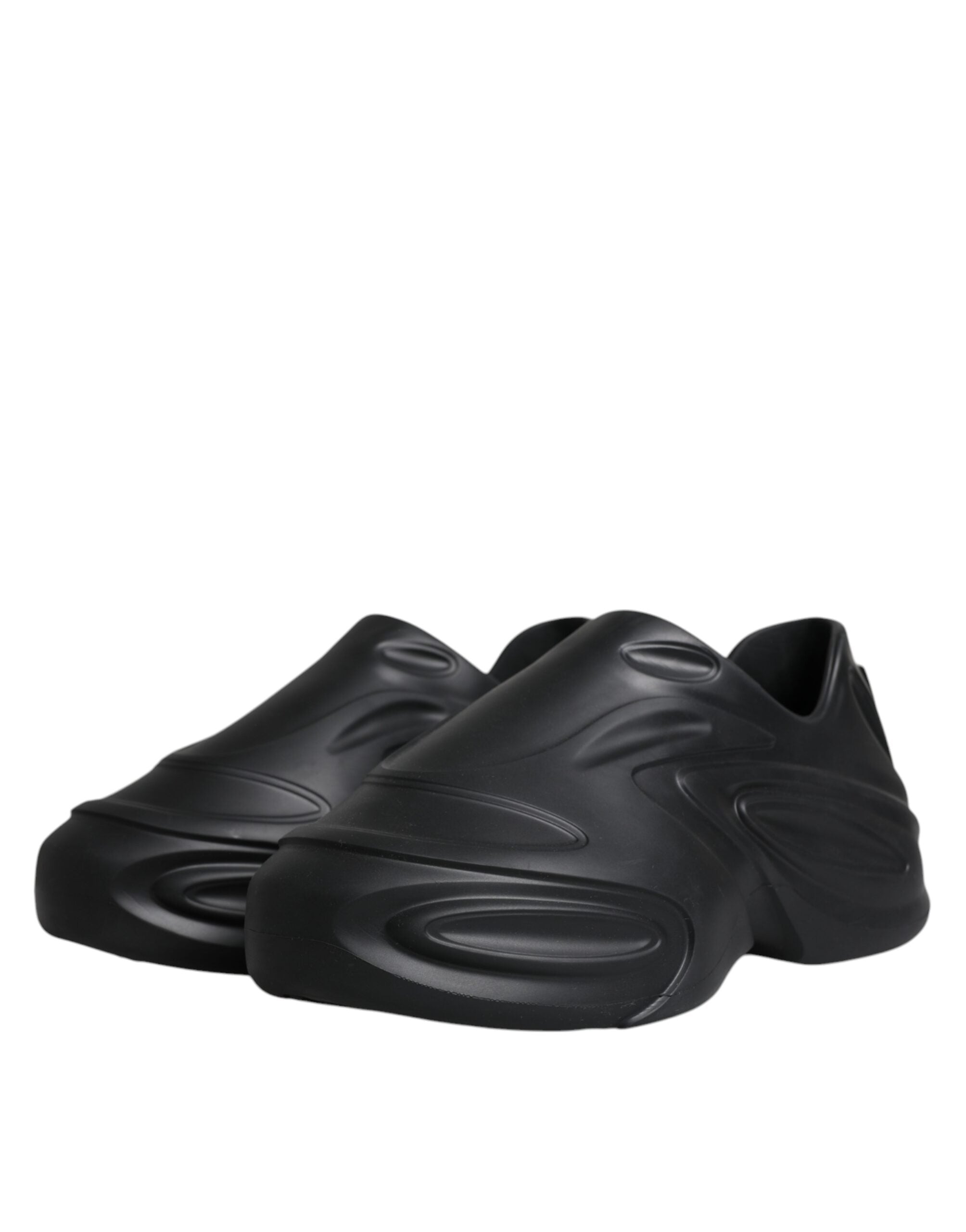 Dolce & Gabbana – Schwarze, folierte Gummi-Toy-Sneakers mit niedrigem Schaft