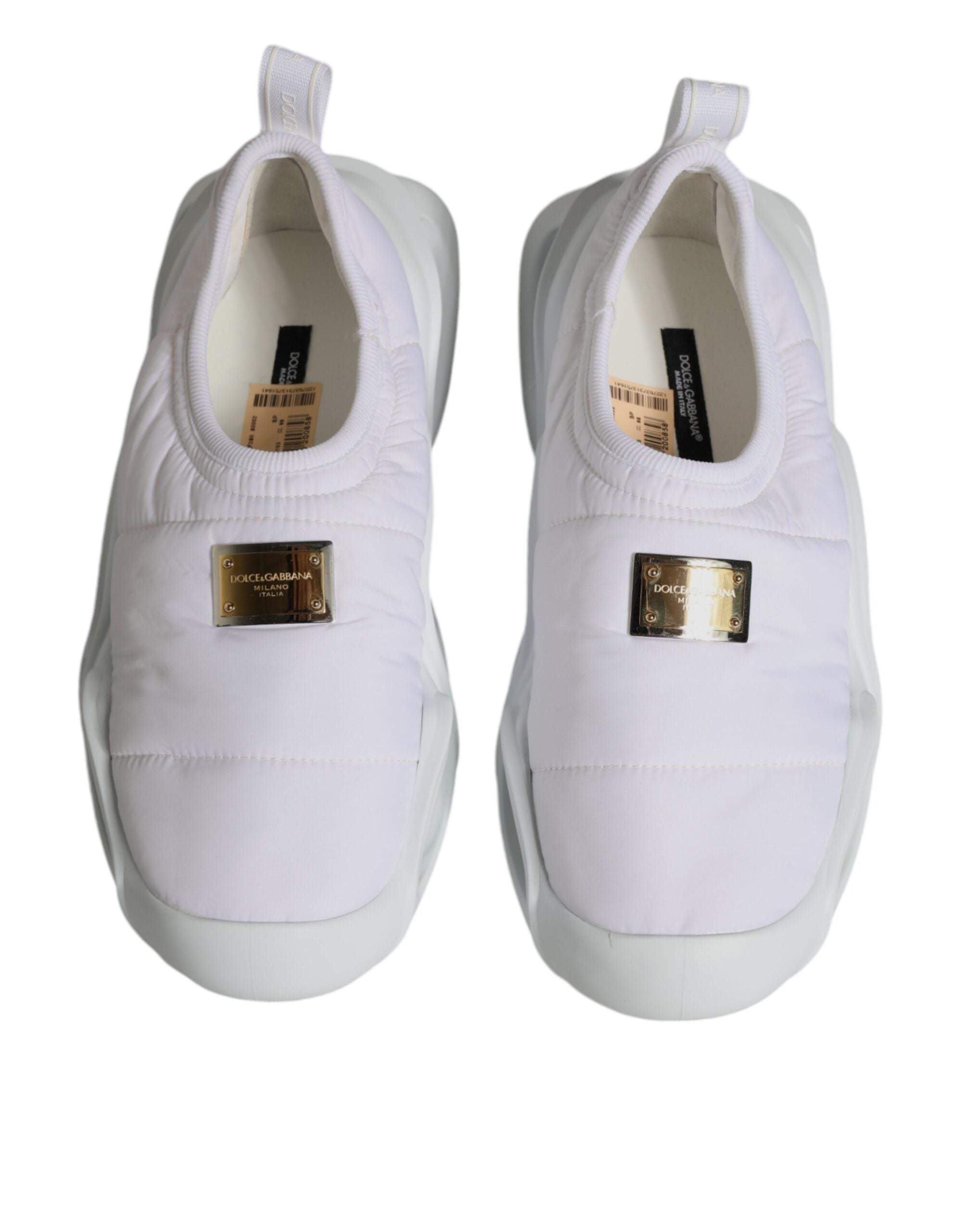 Dolce & Gabbana – Weiße, gepolsterte Low-Top-Sneakers aus Stoff