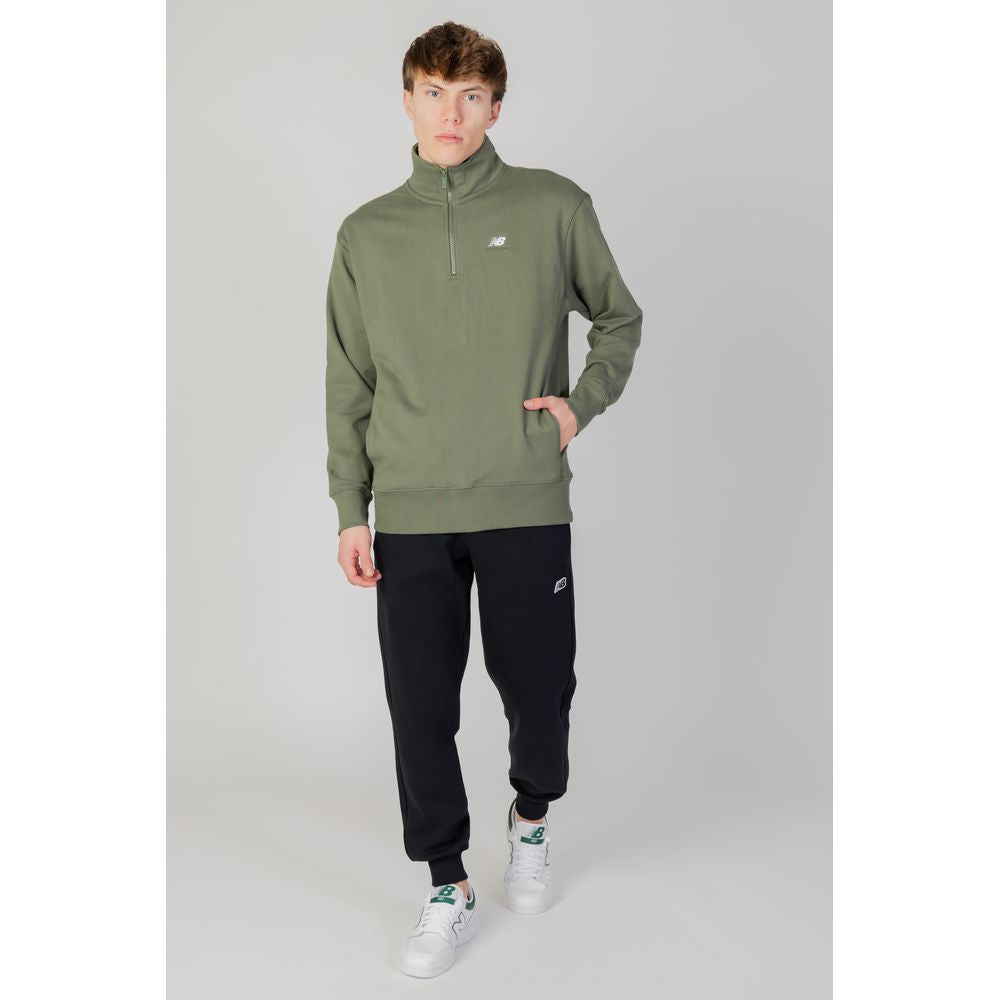Pulover New Balance verde din bumbac