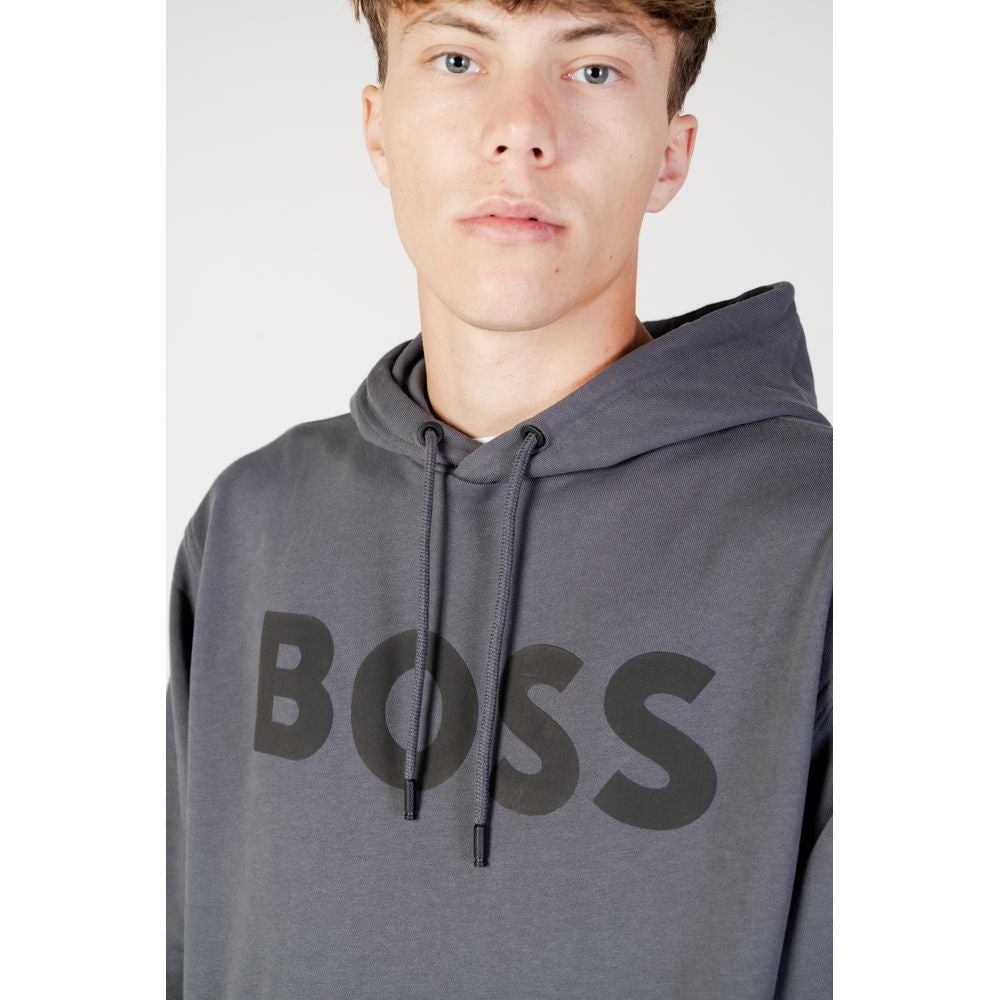 Pulover Hugo Boss gri din bumbac