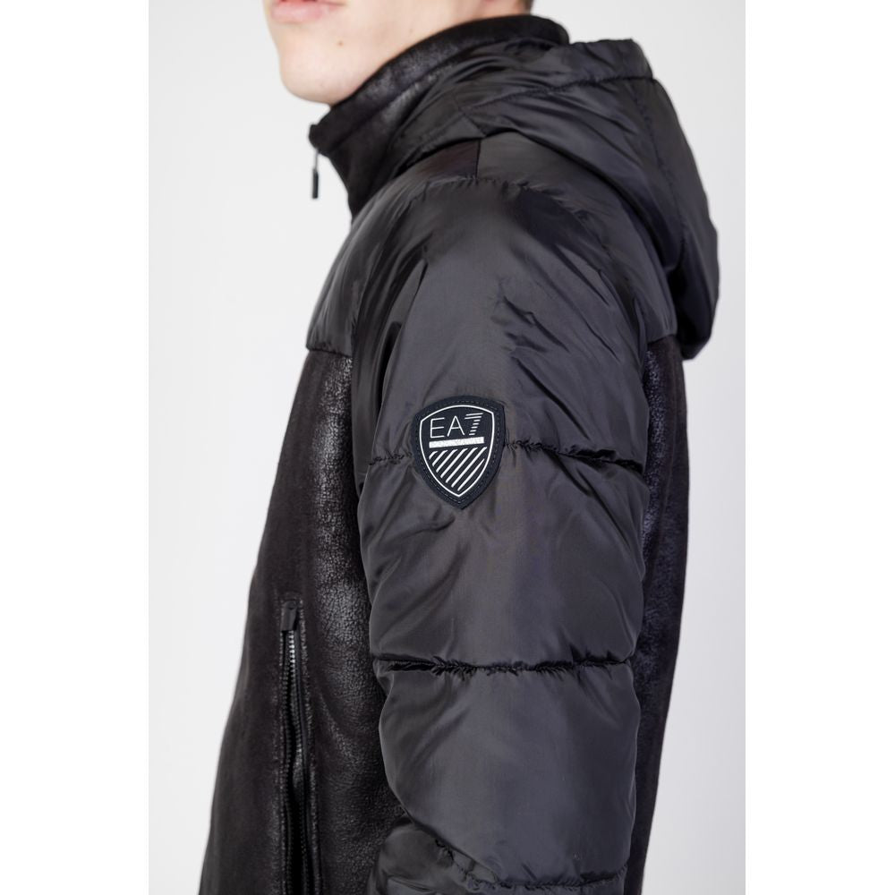 Jachetă EA7 Emporio Armani neagră din poliester