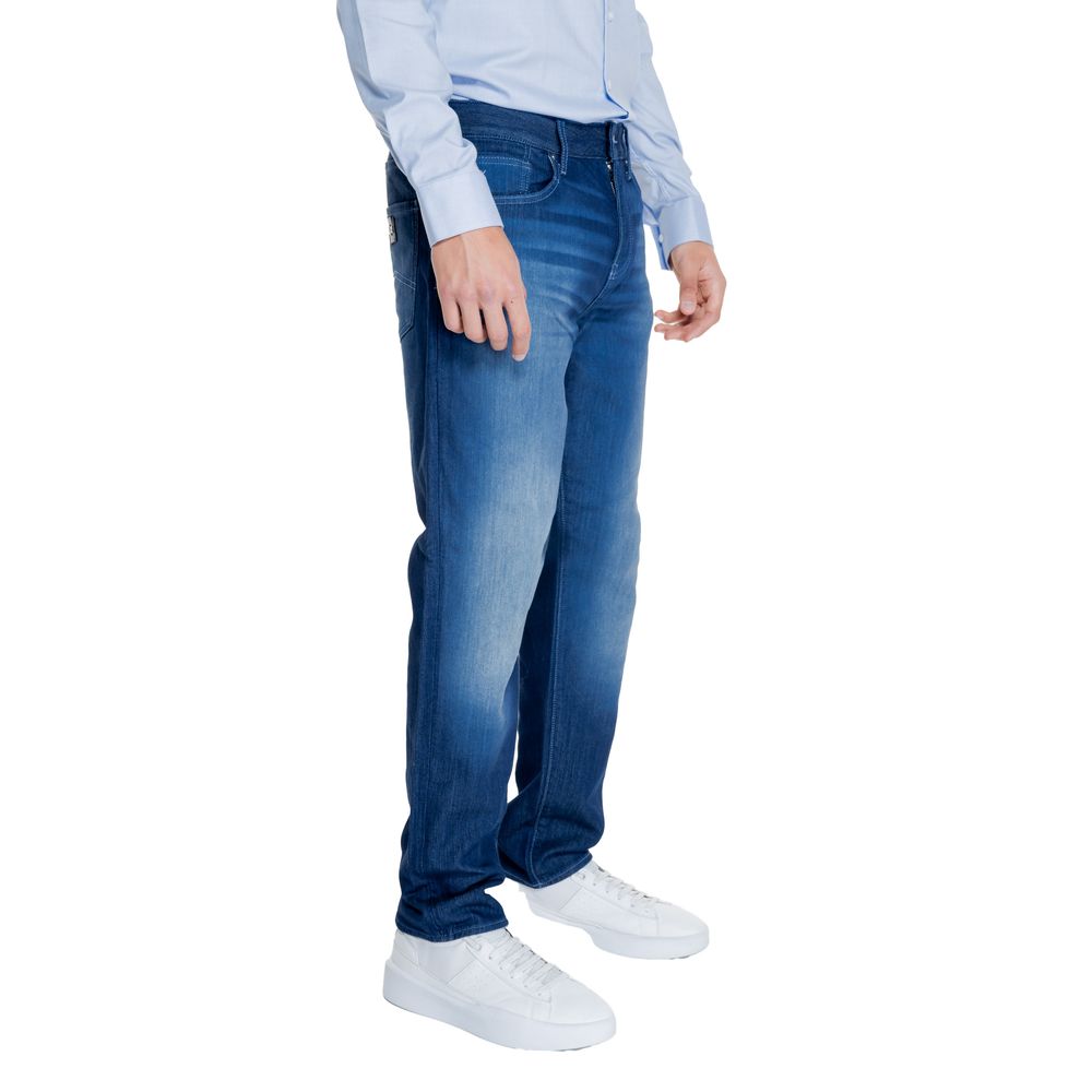 Pantaloni skinny albaștri din bumbac Armani Exchange