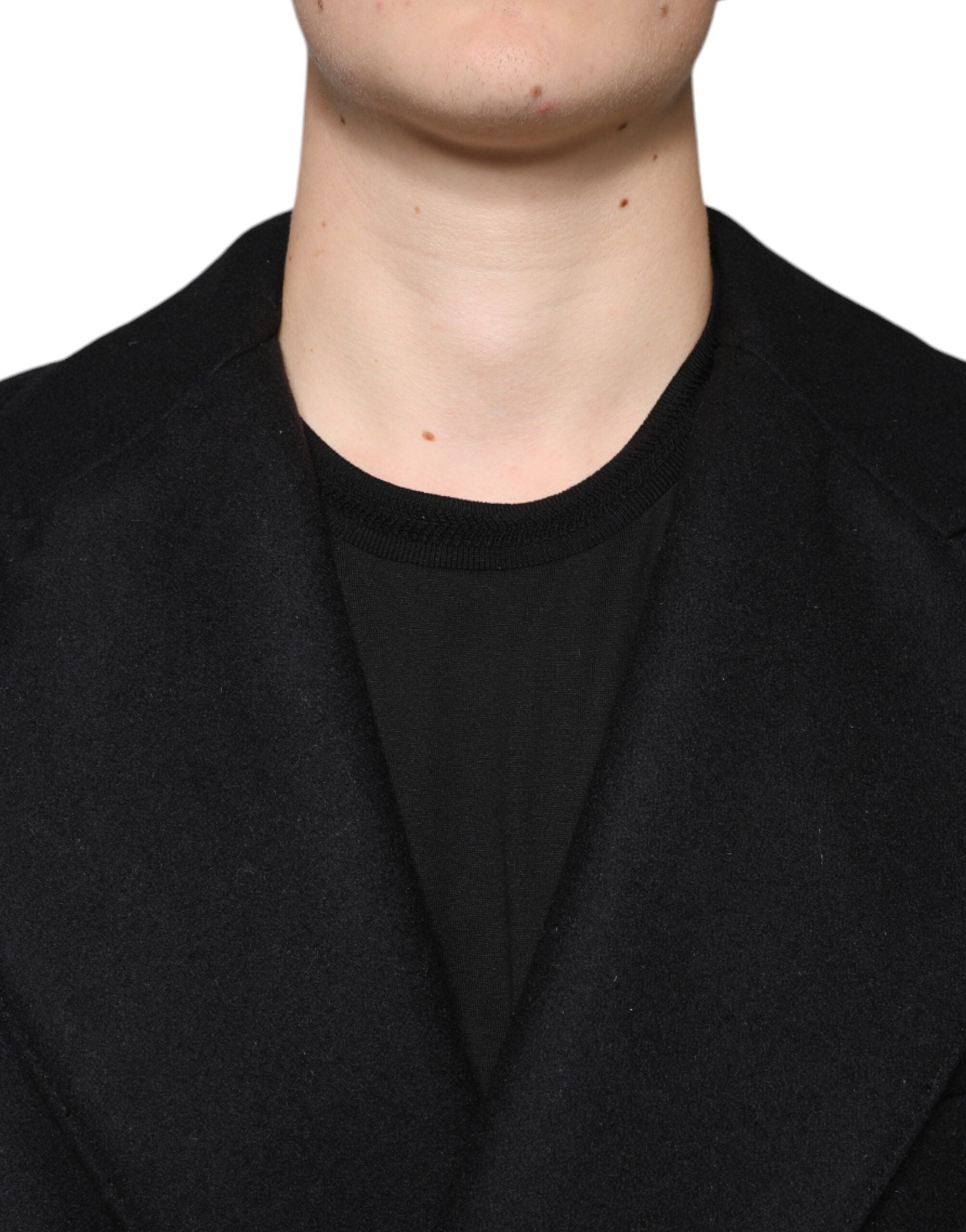 Dolce & Gabbana Jachetă bărbătească din lână neagră cu două nasturi, model dublu