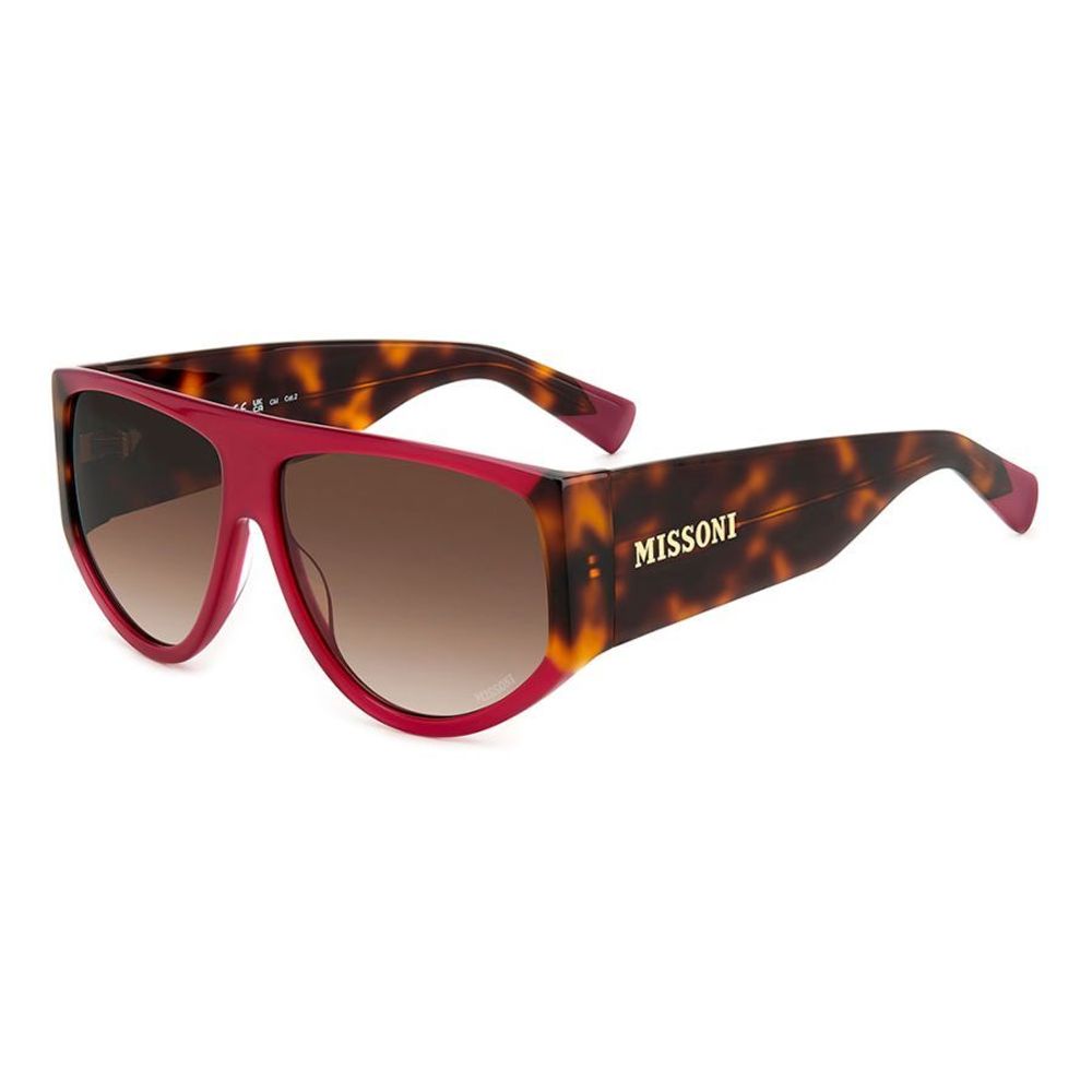 Ochelari de soare Missoni maro cu model păr de vițel