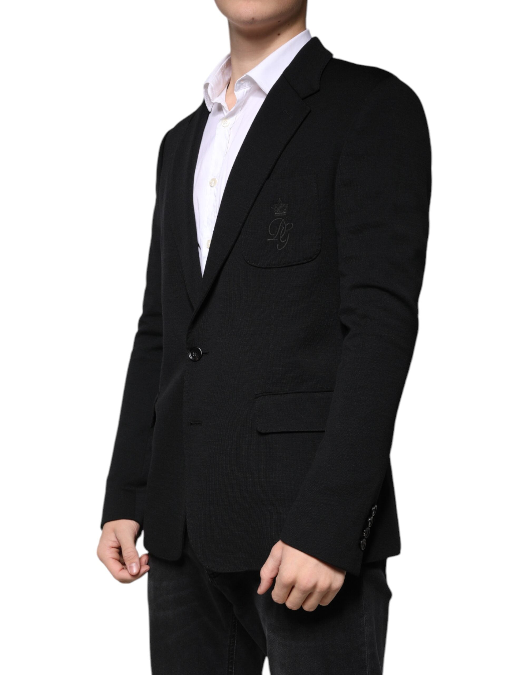 Dolce & Gabbana – Einreihiger, formeller Blazer aus schwarzer Wolle