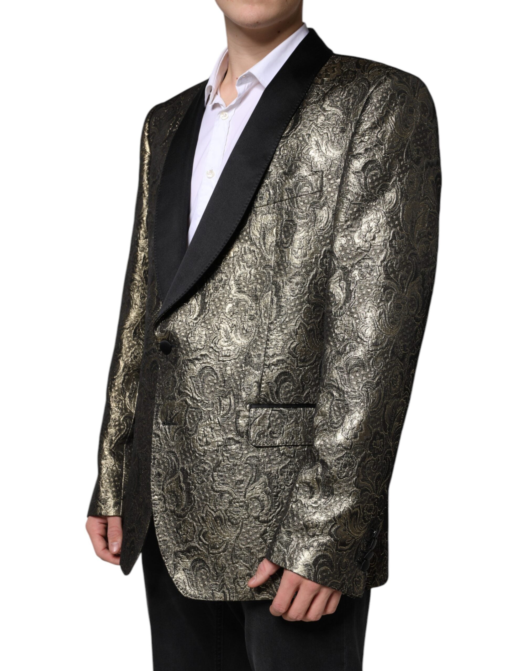 Dolce & Gabbana Gold SICILIA Jacquard Einreihiger Mantelblazer