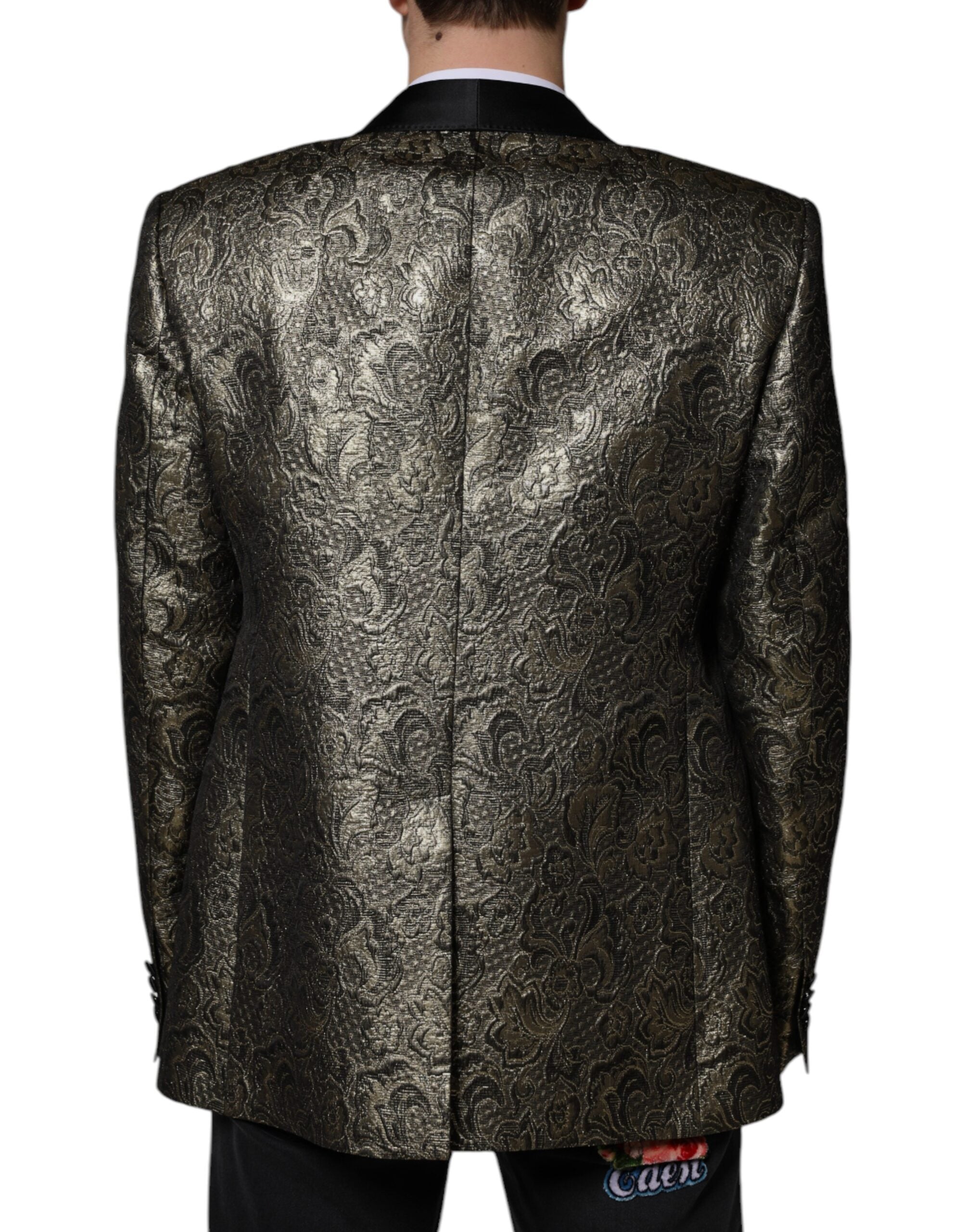 Dolce & Gabbana Gold SICILIA Jacquard Einreihiger Mantelblazer