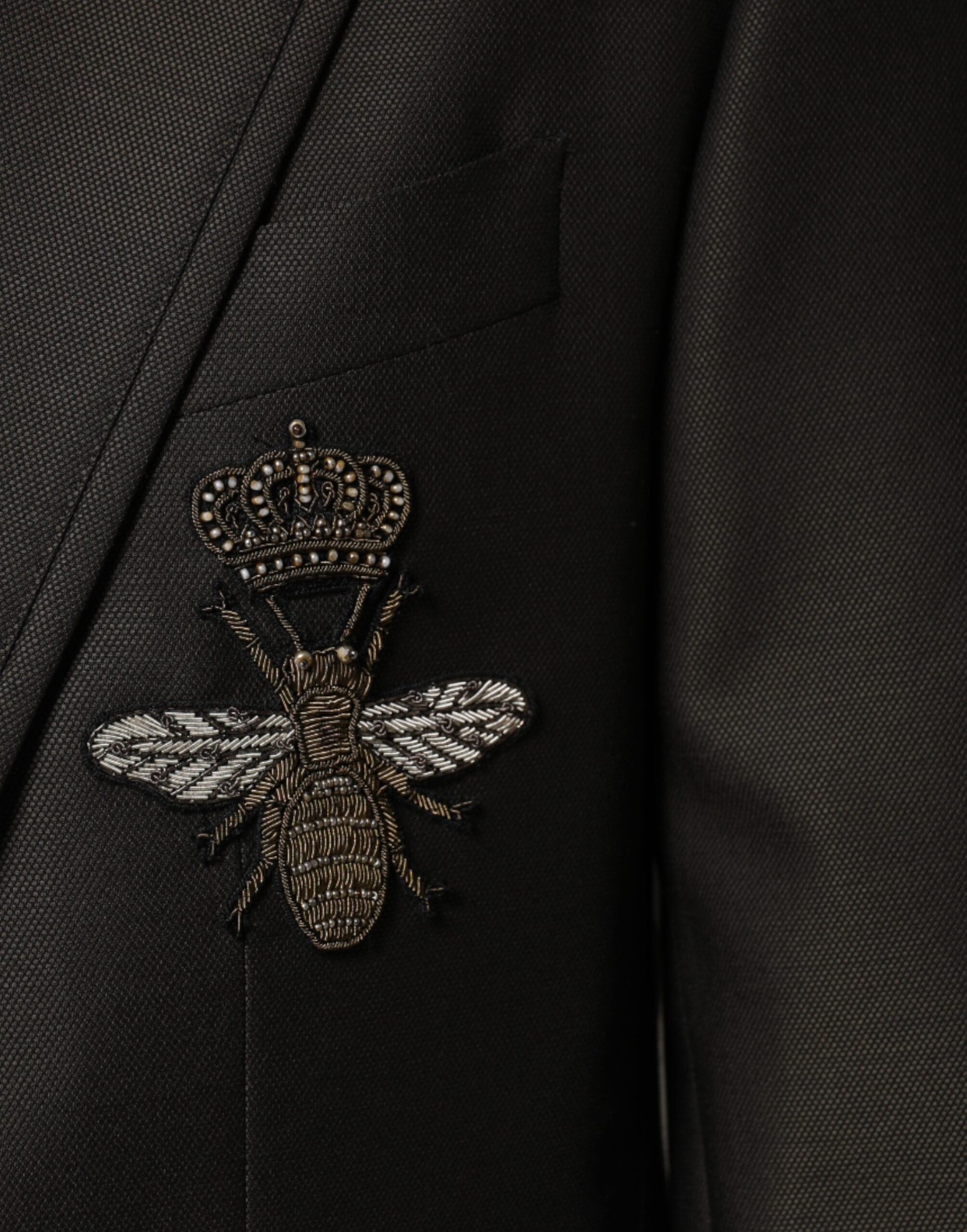 Jachetă Dolce & Gabbana Blazer Maro Verde cu imprimeu de albine din lână