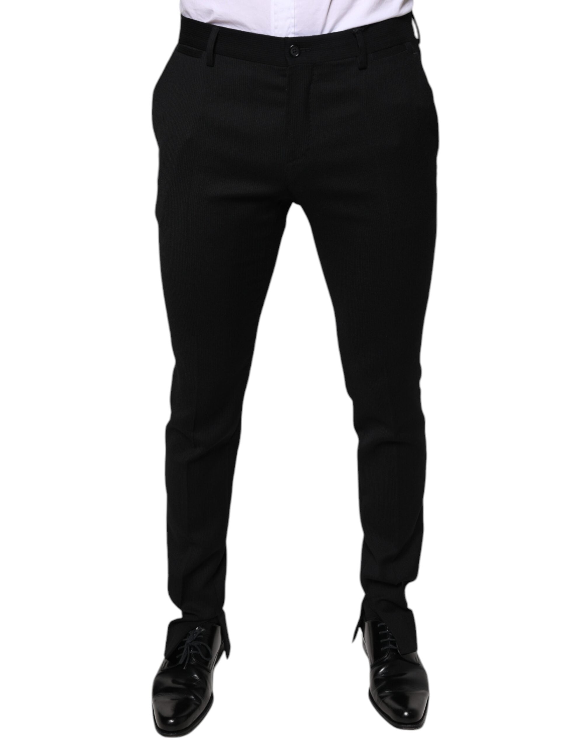 Pantaloni eleganți skinny din lână neagră Dolce & Gabbana