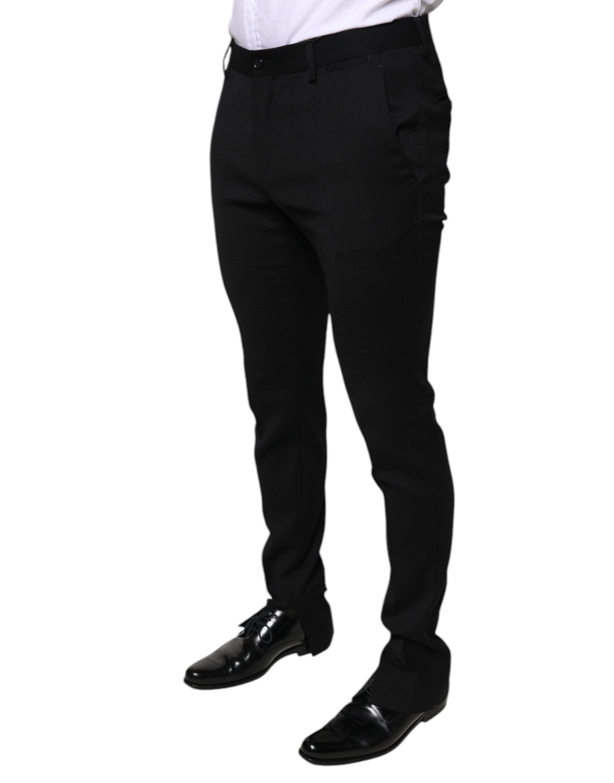 Pantaloni eleganți skinny din lână neagră Dolce & Gabbana