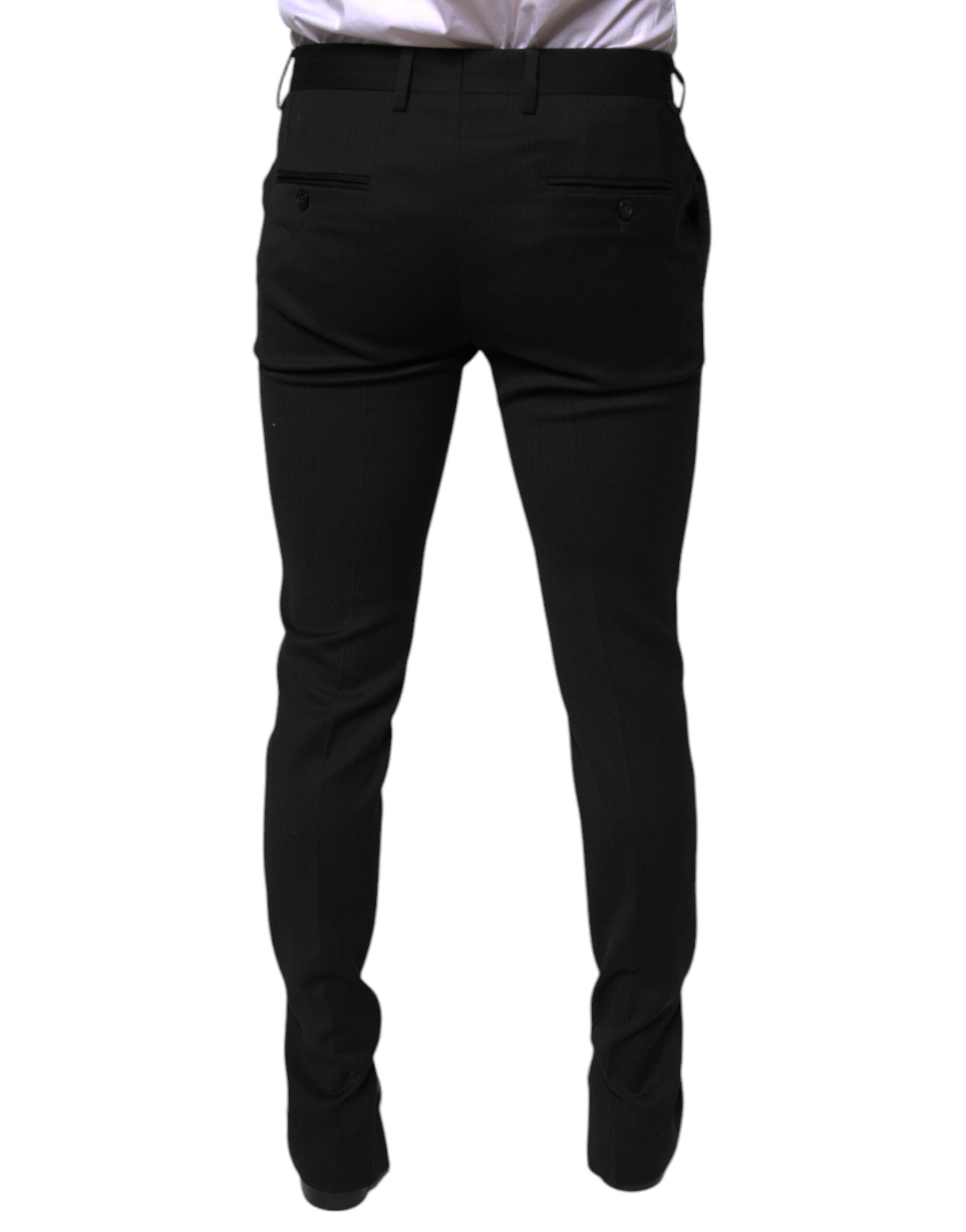 Pantaloni eleganți skinny din lână neagră Dolce & Gabbana