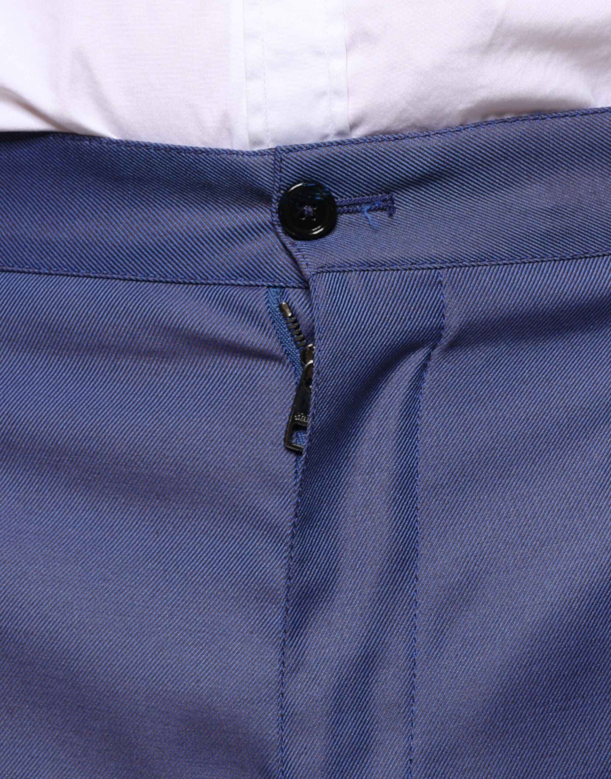 Pantaloni eleganți formali conici din lână albastră Dolce & Gabbana