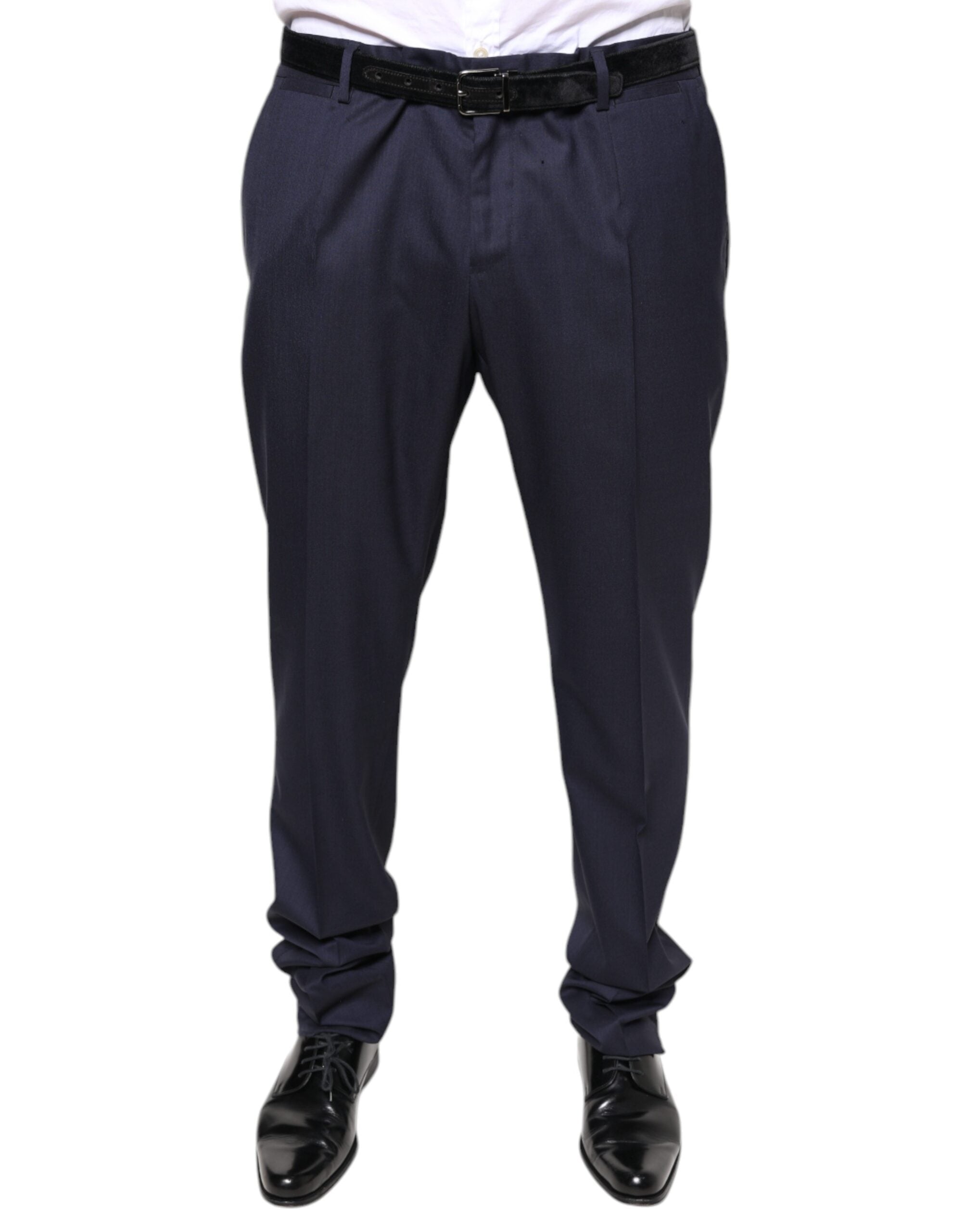 Pantaloni eleganți skinny din lână albastră Dolce & Gabbana