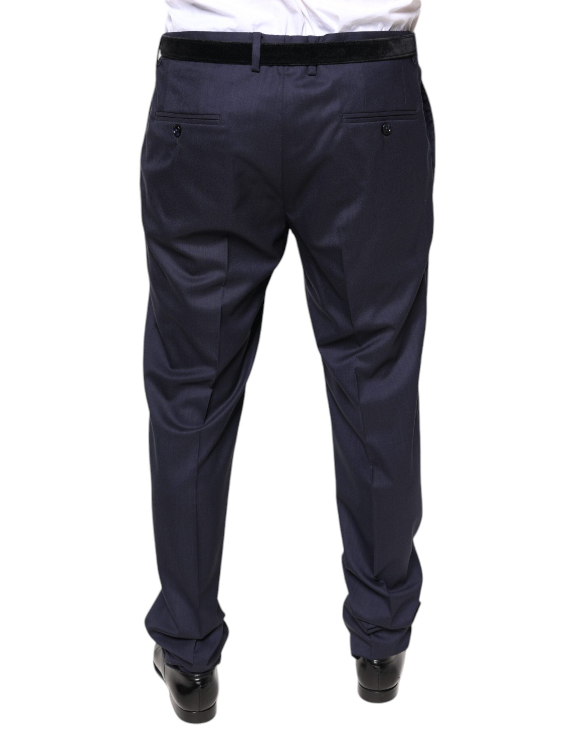 Pantaloni eleganți skinny din lână albastră Dolce & Gabbana