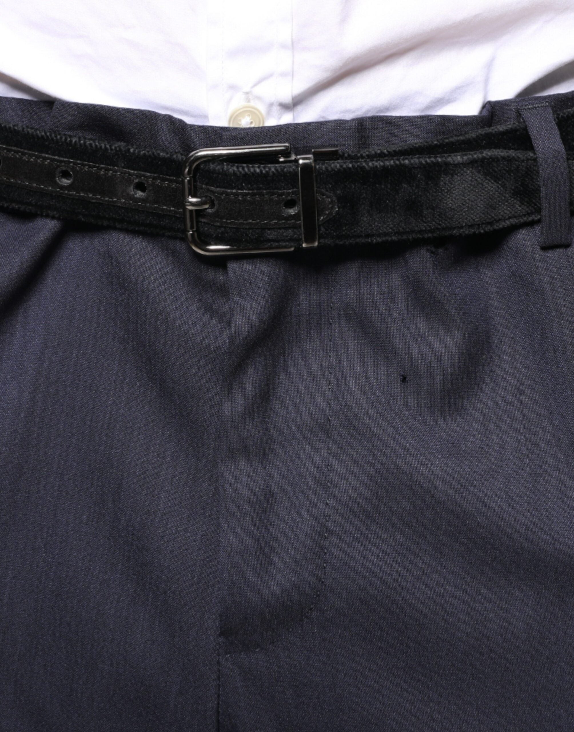 Pantaloni eleganți skinny din lână albastră Dolce & Gabbana