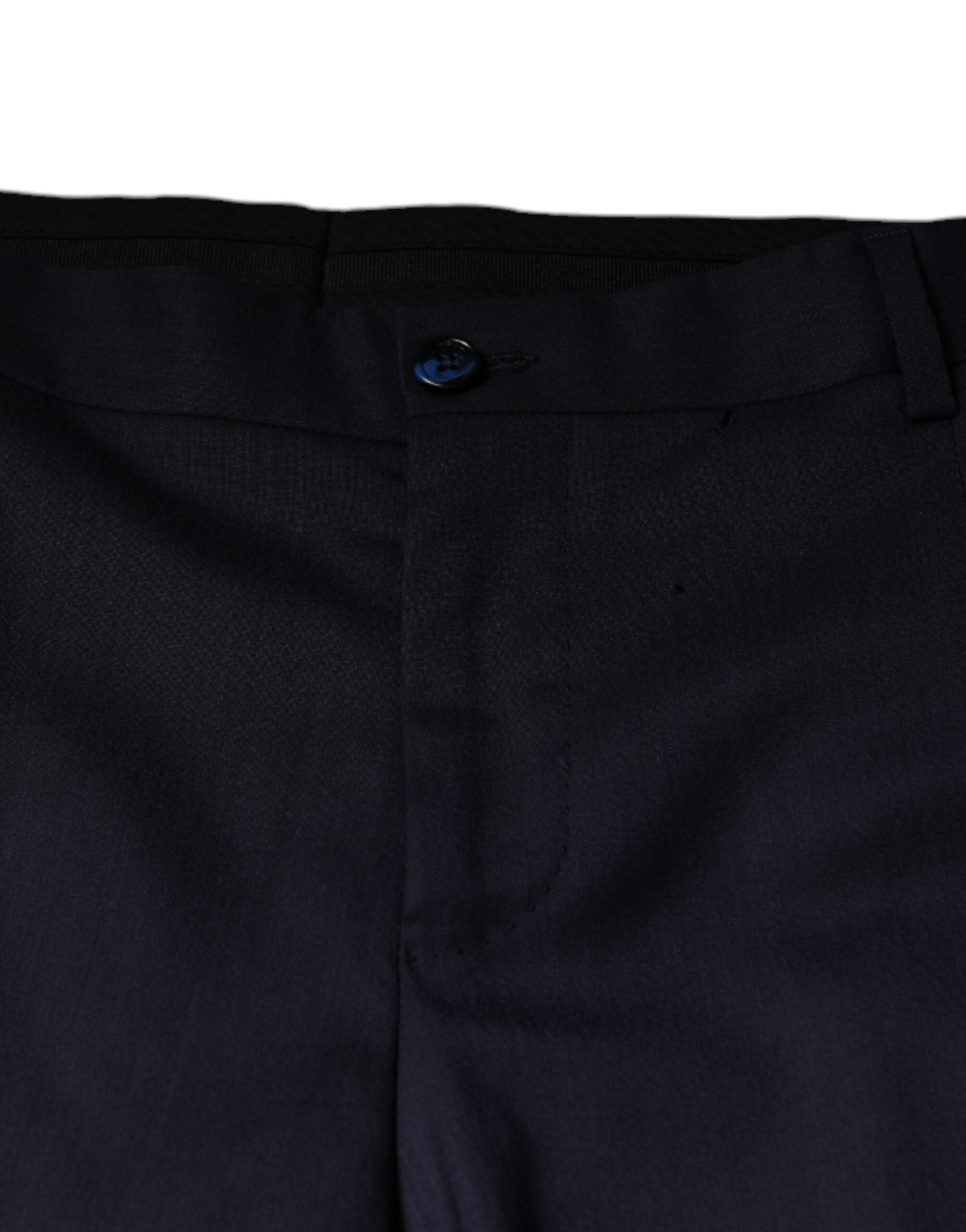 Pantaloni eleganți skinny din lână albastră Dolce & Gabbana