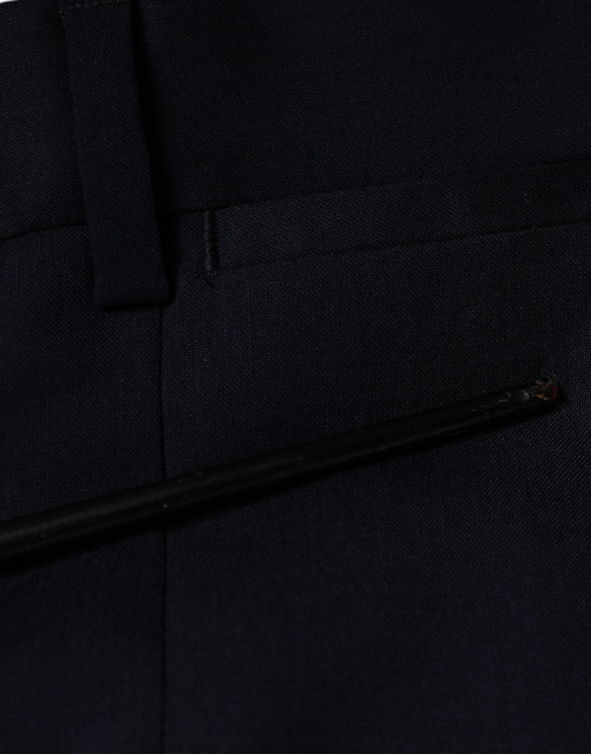 Pantaloni eleganți skinny din lână albastră Dolce & Gabbana
