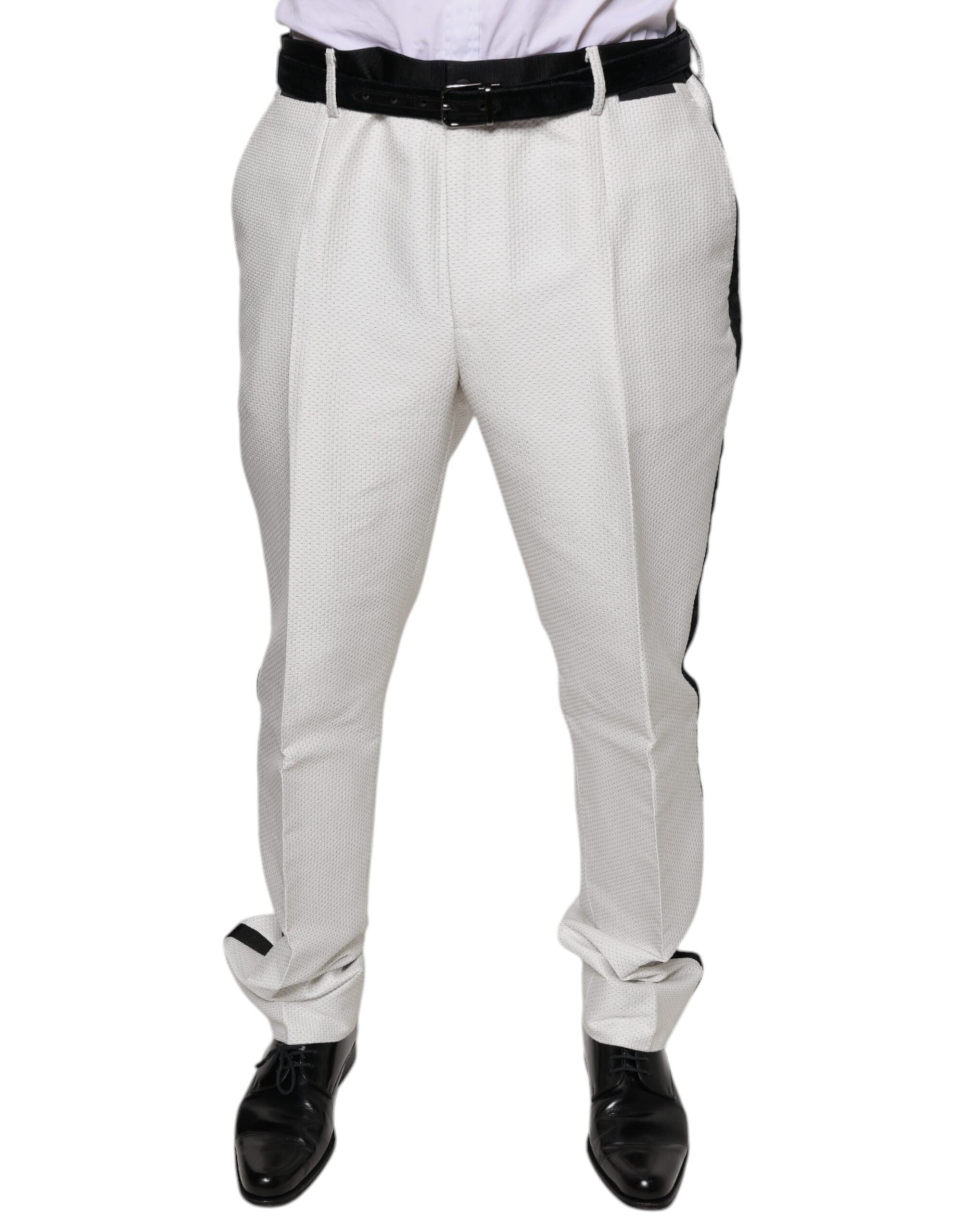 Pantaloni eleganți Dolce & Gabbana din poliester alb
