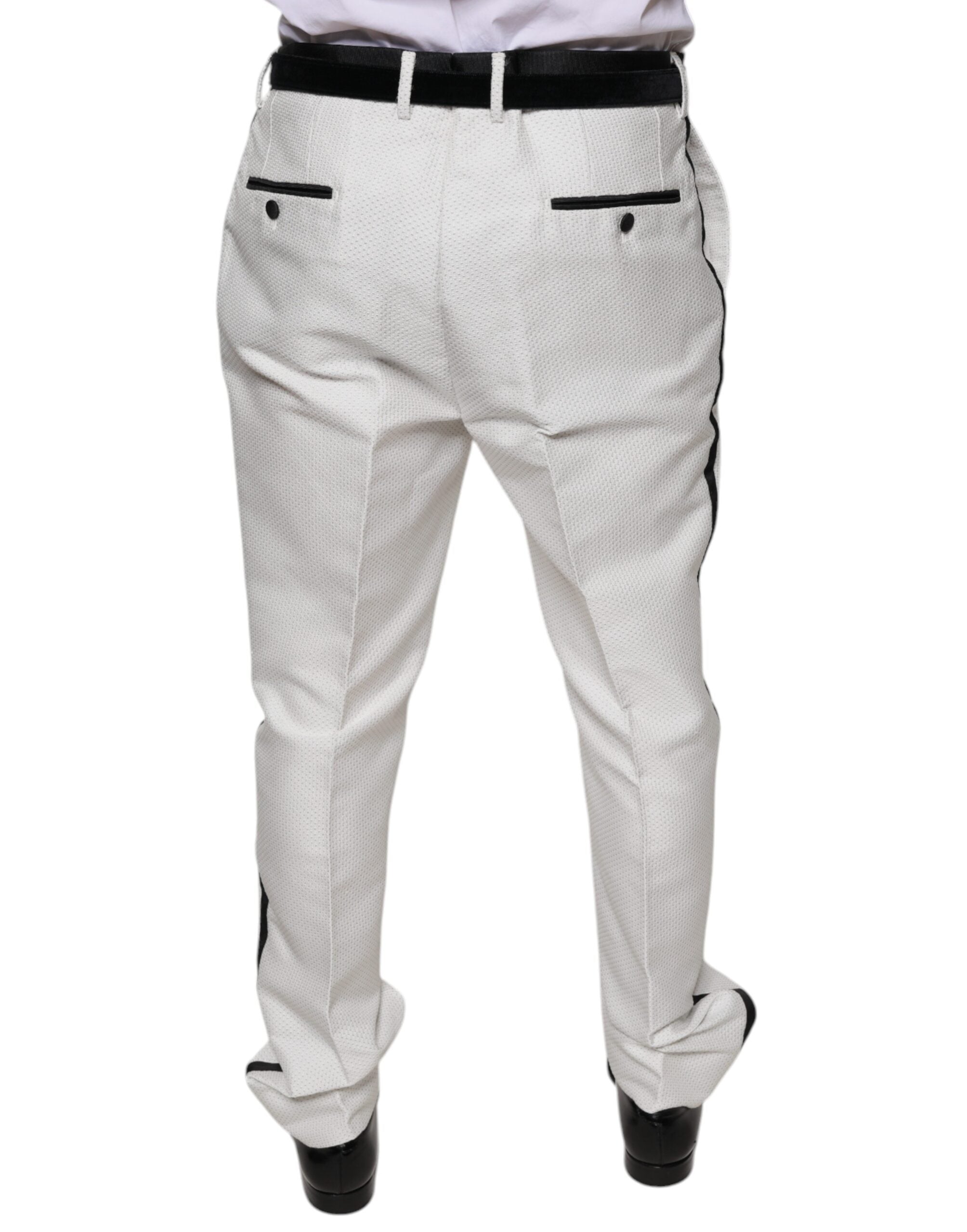 Pantaloni eleganți Dolce & Gabbana din poliester alb