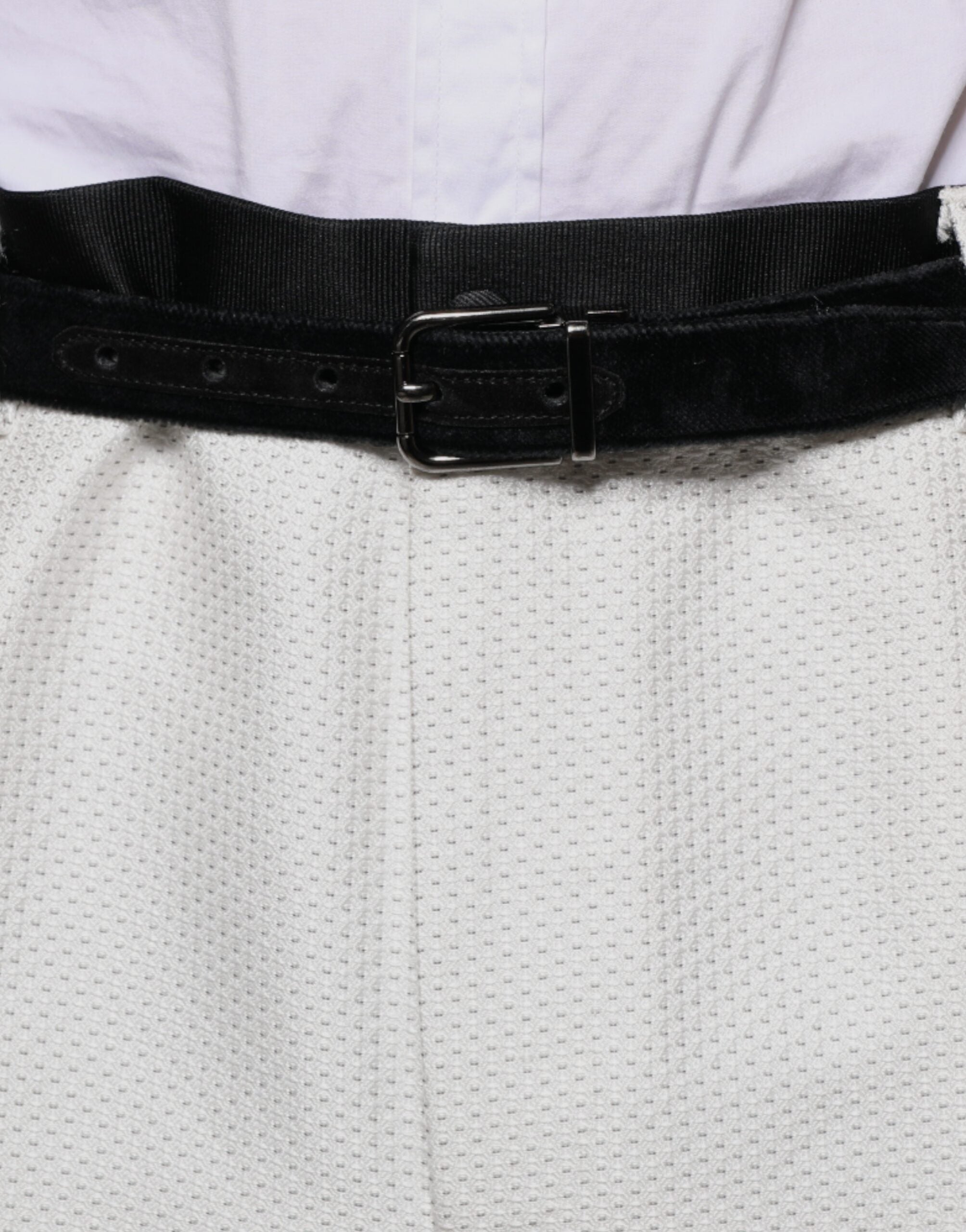 Pantaloni eleganți Dolce & Gabbana din poliester alb