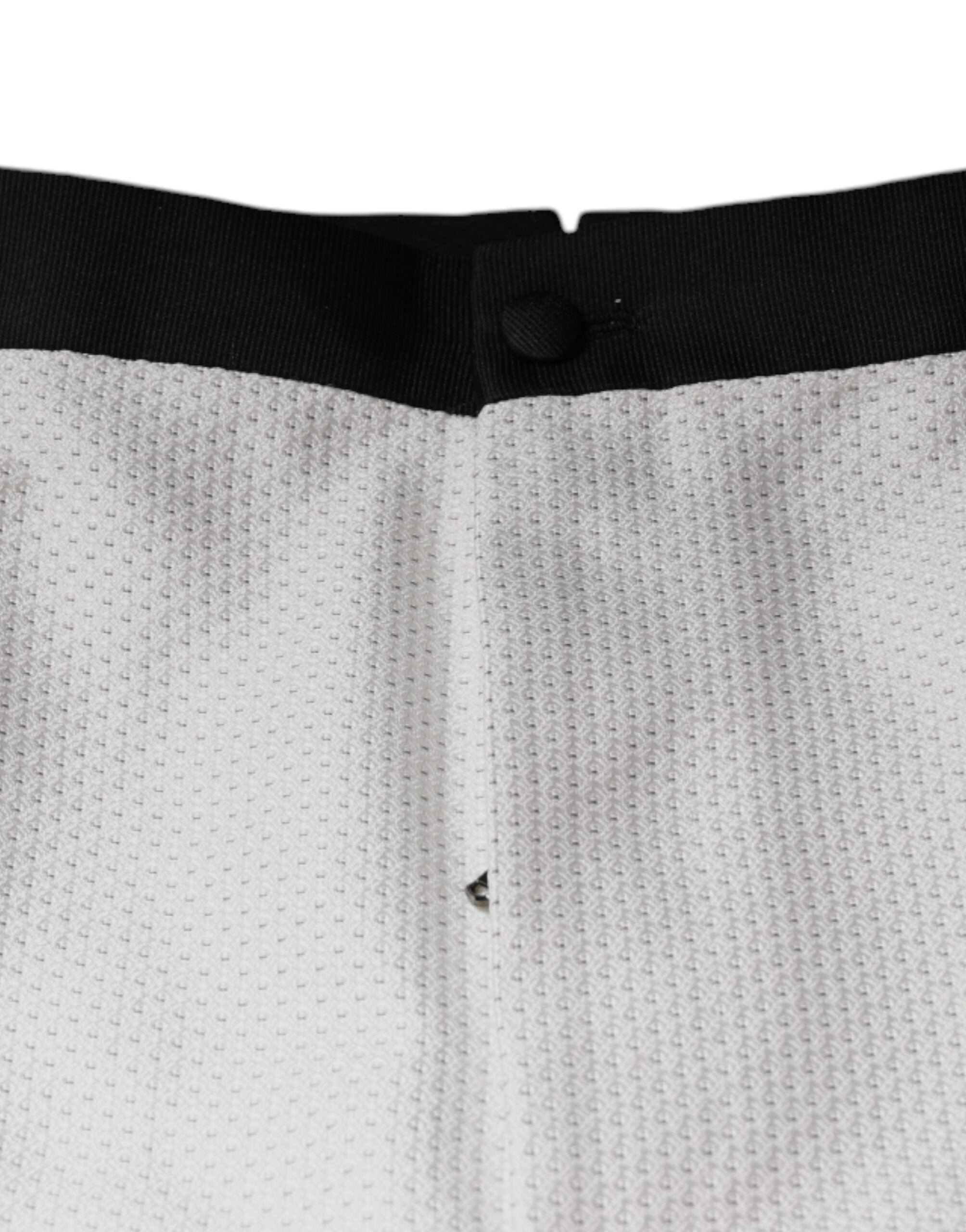 Pantaloni eleganți Dolce & Gabbana din poliester alb