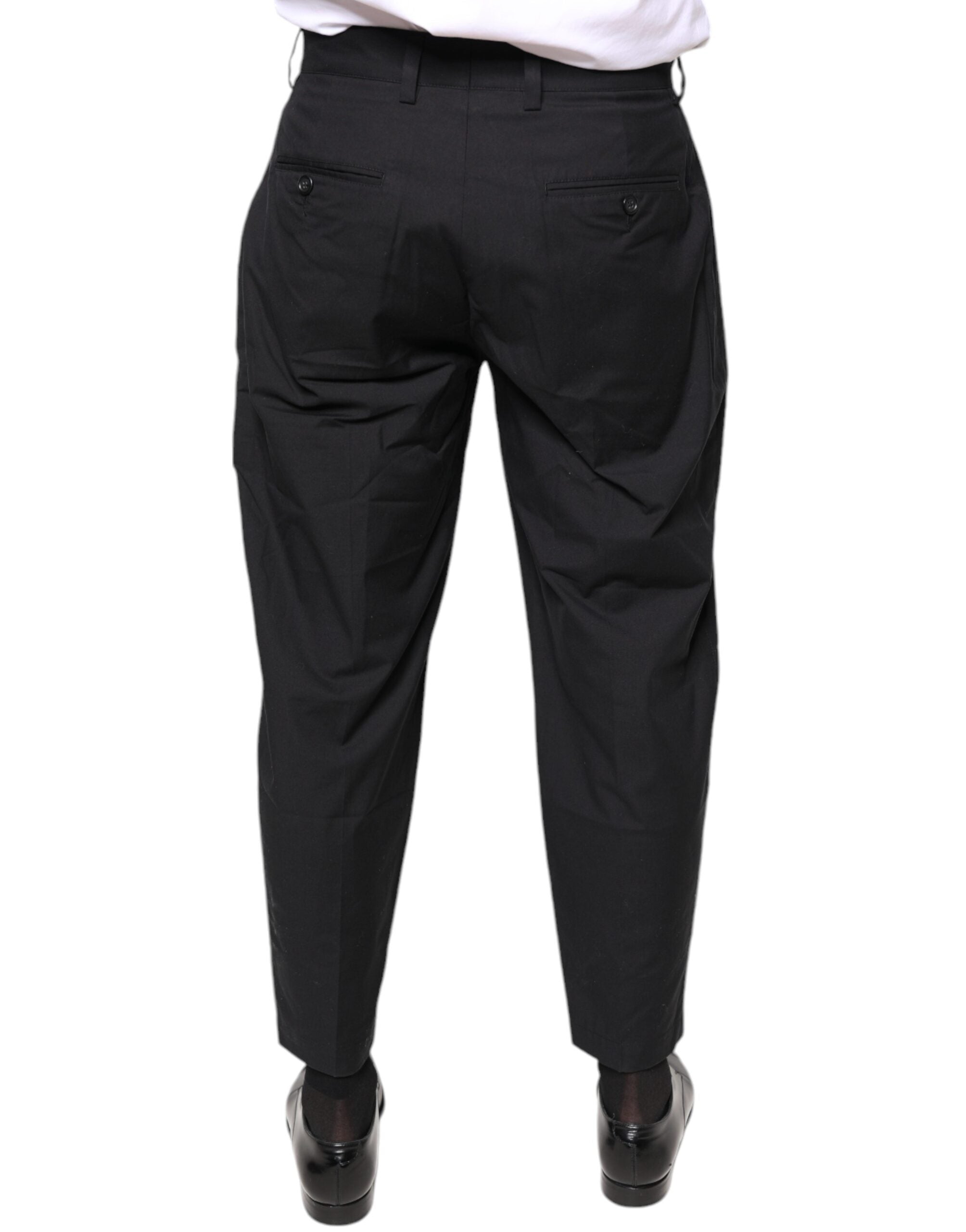 Pantaloni eleganti Dolce & Gabbana Black Crown din bumbac
