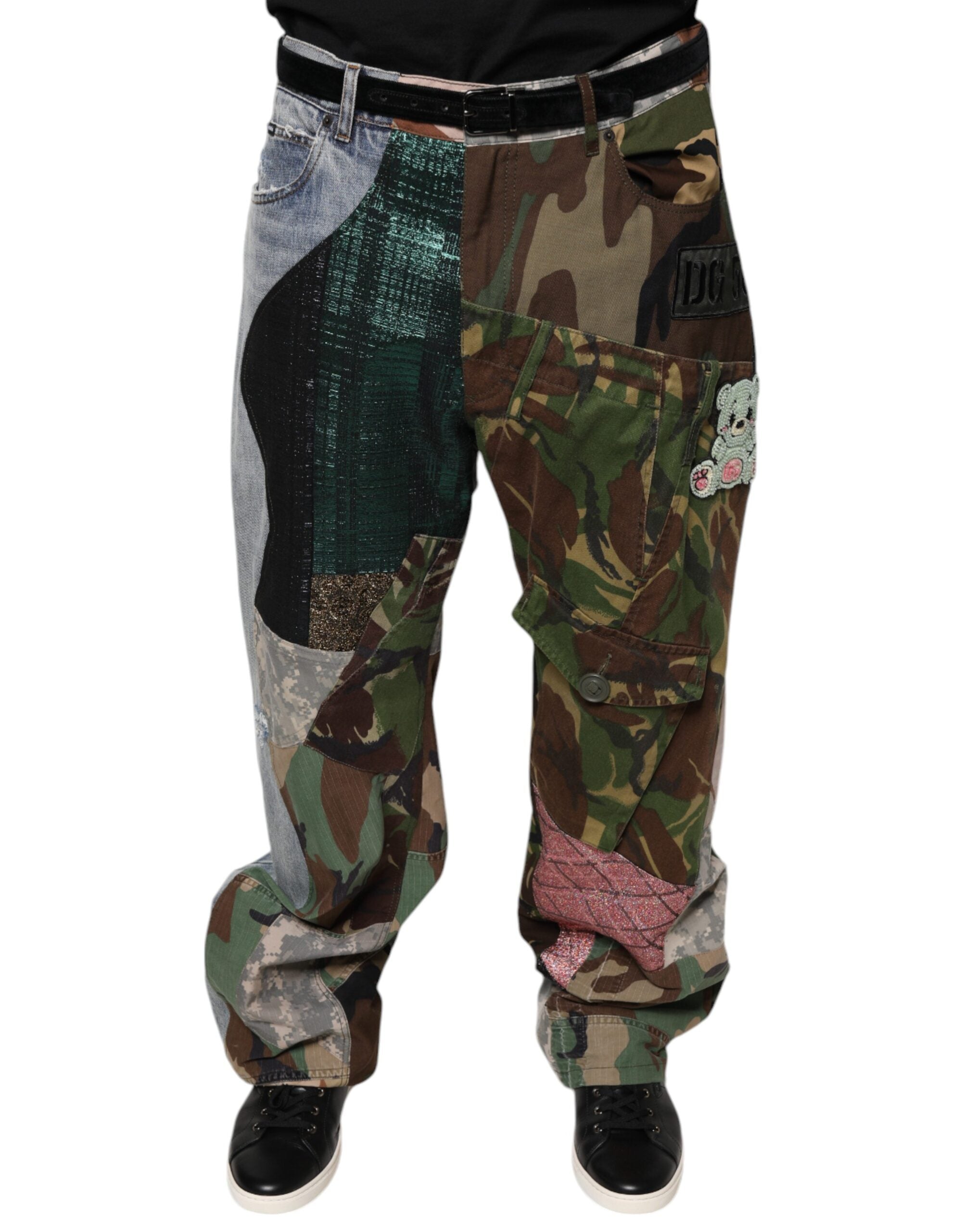Blugi Dolce & Gabbana din denim cu imprimeu camuflat multicolor