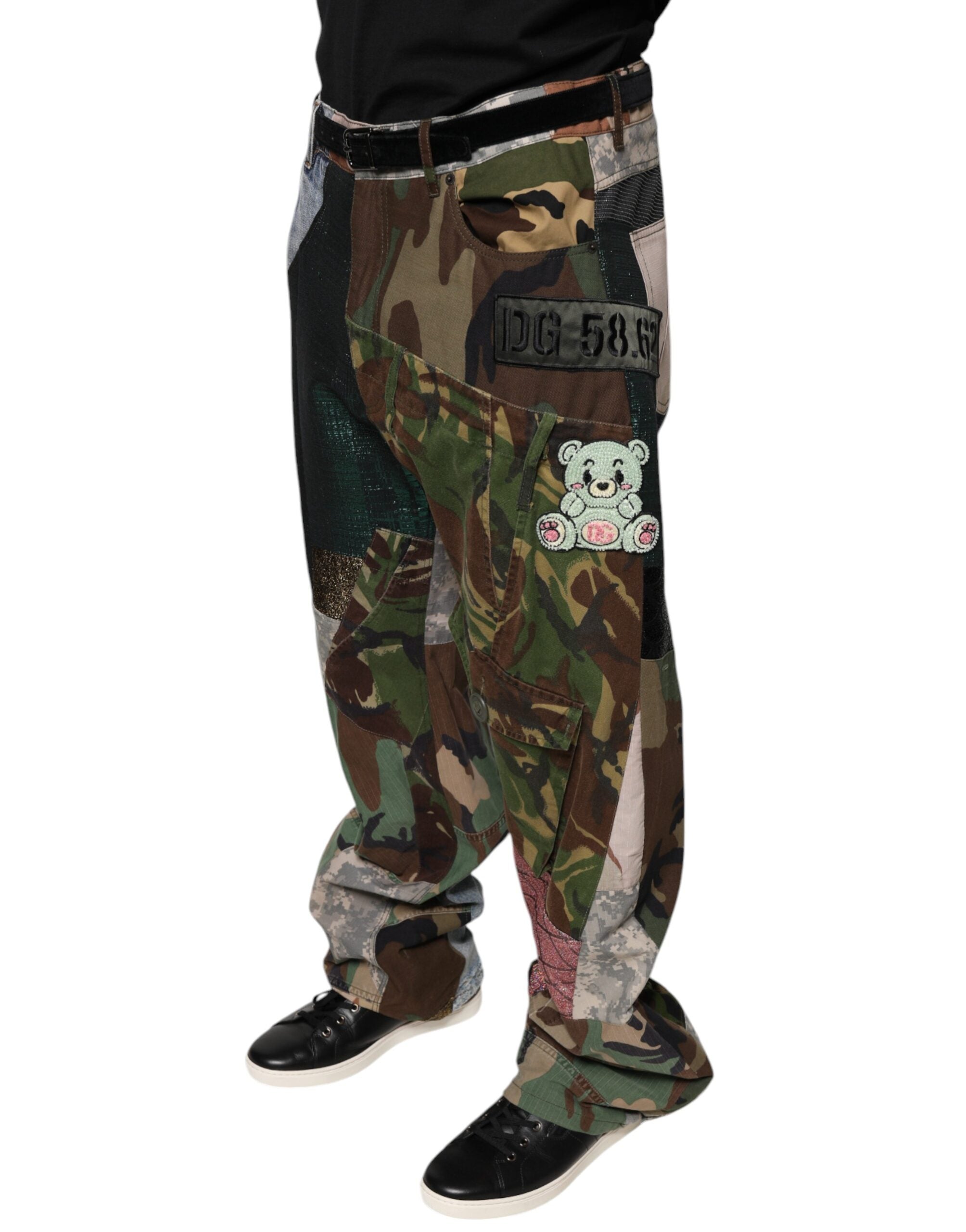Blugi Dolce & Gabbana din denim cu imprimeu camuflat multicolor