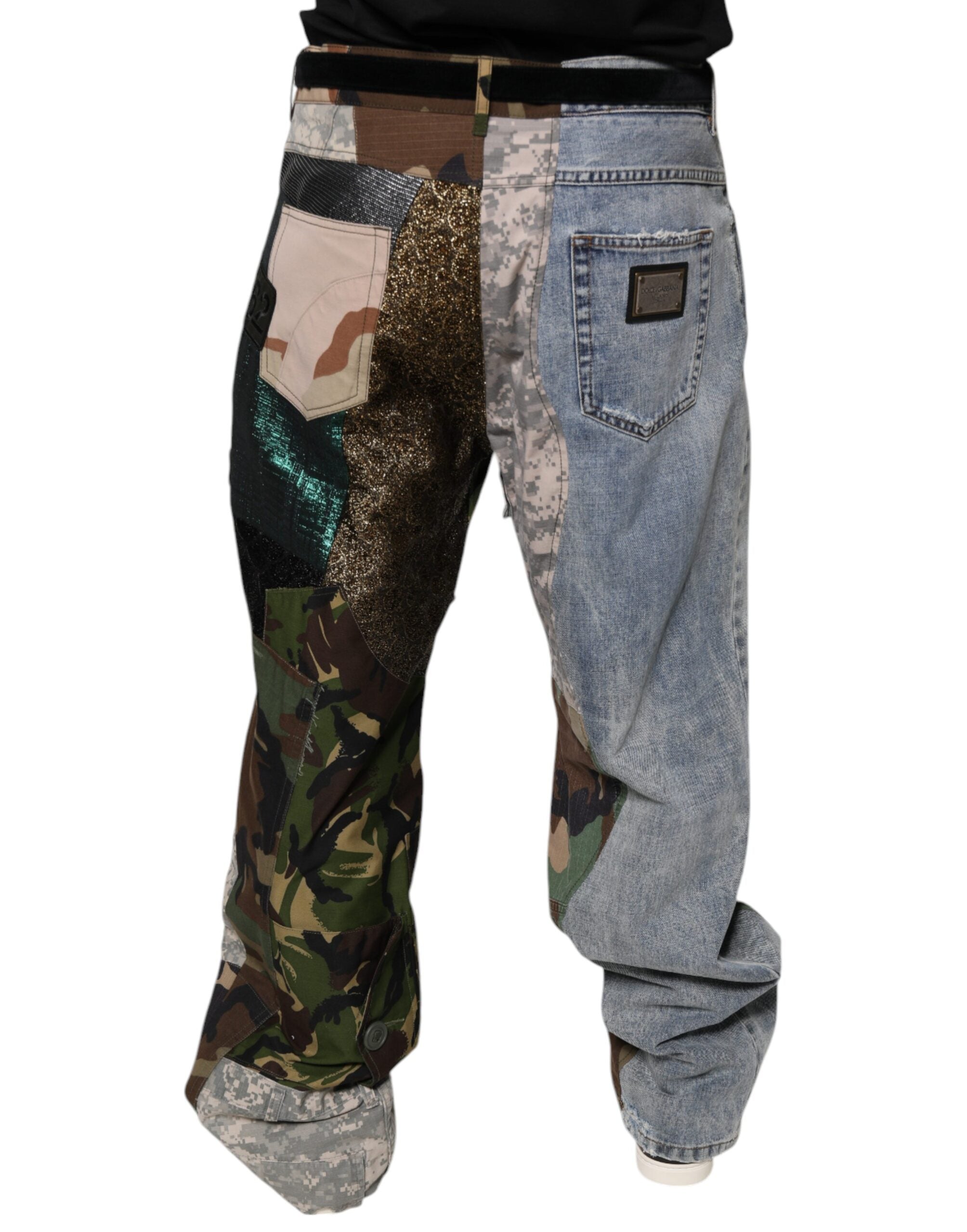 Blugi Dolce & Gabbana din denim cu imprimeu camuflat multicolor