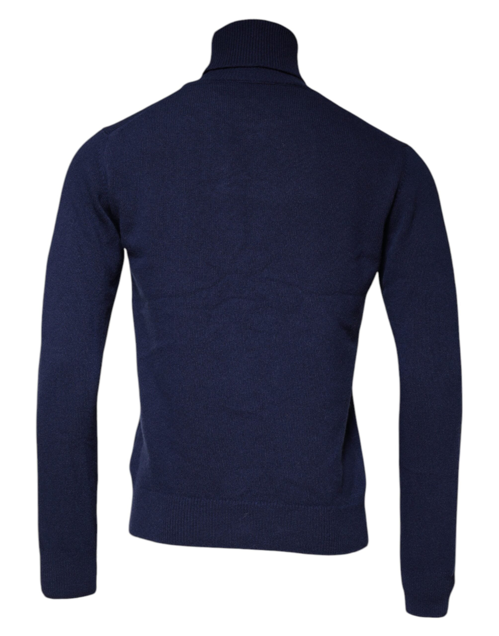 Pulover Dolce & Gabbana albastru cu guler înalt din tricot din lână