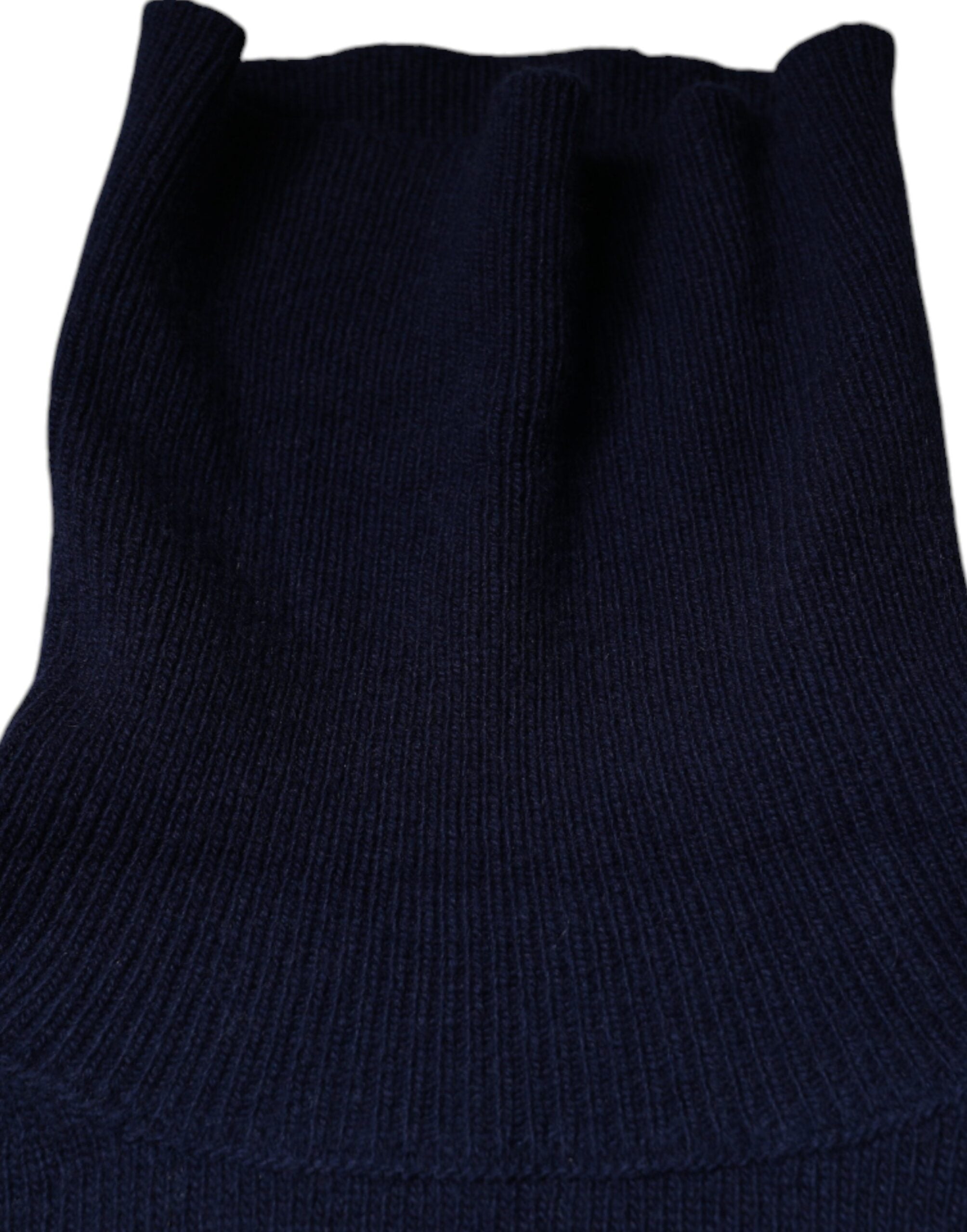 Pulover Dolce & Gabbana albastru cu guler înalt din tricot din lână