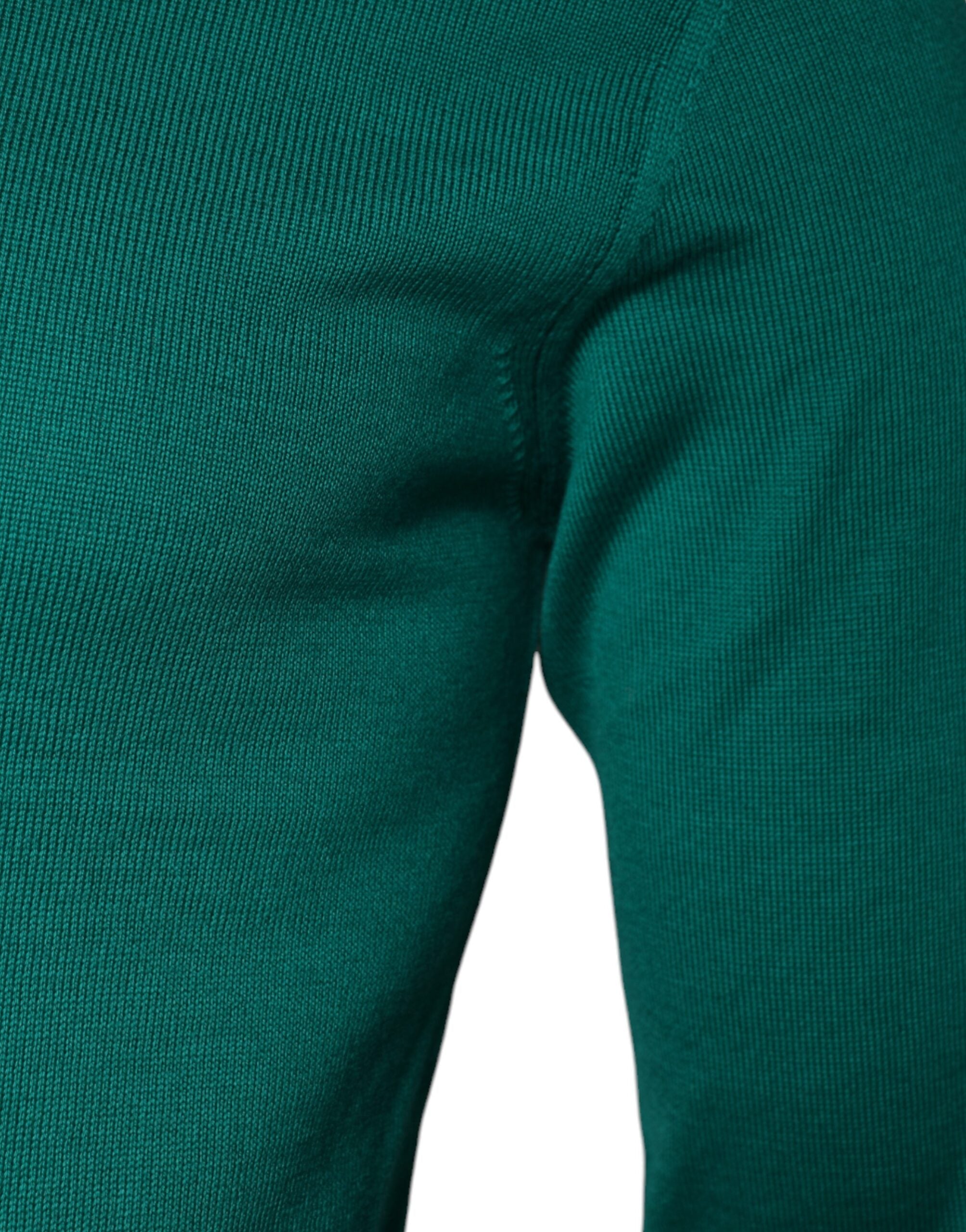 Pulover Dolce & Gabbana verde din lână tricotată cu guler rotund