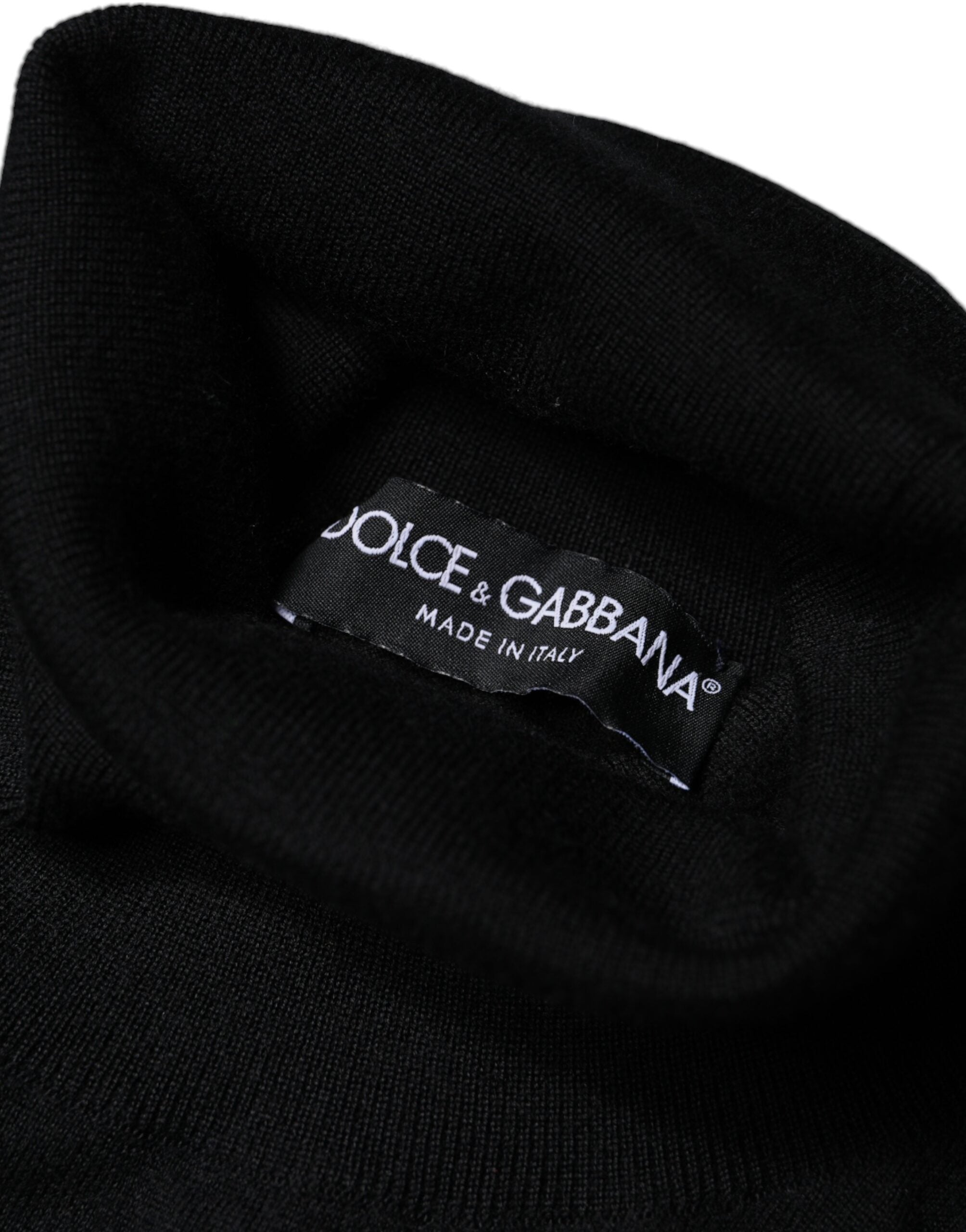 Pulover Dolce & Gabbana negru cu mânecă lungă și guler înalt