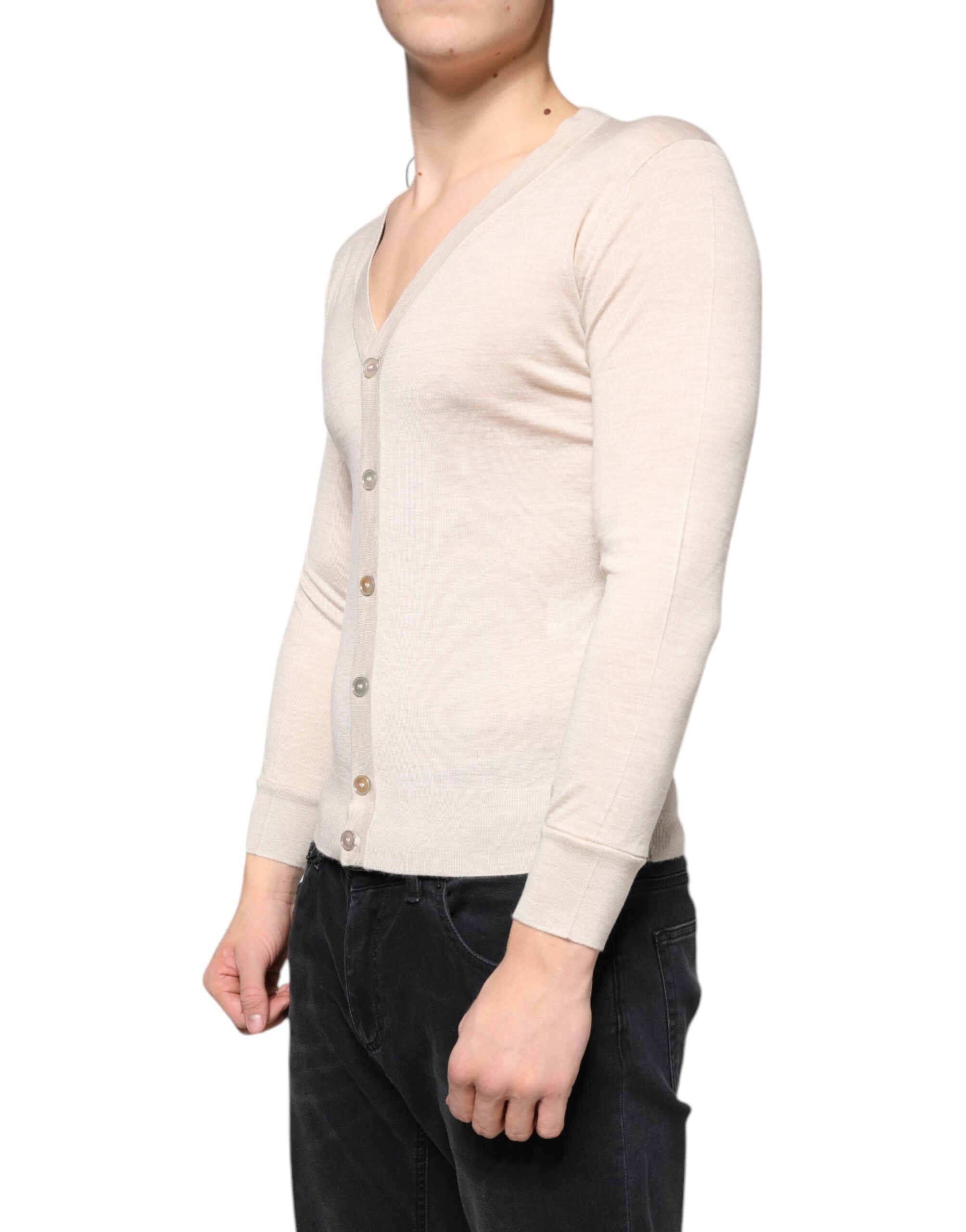 Cardigan Dolce & Gabbana bej din cașmir cu nasturi