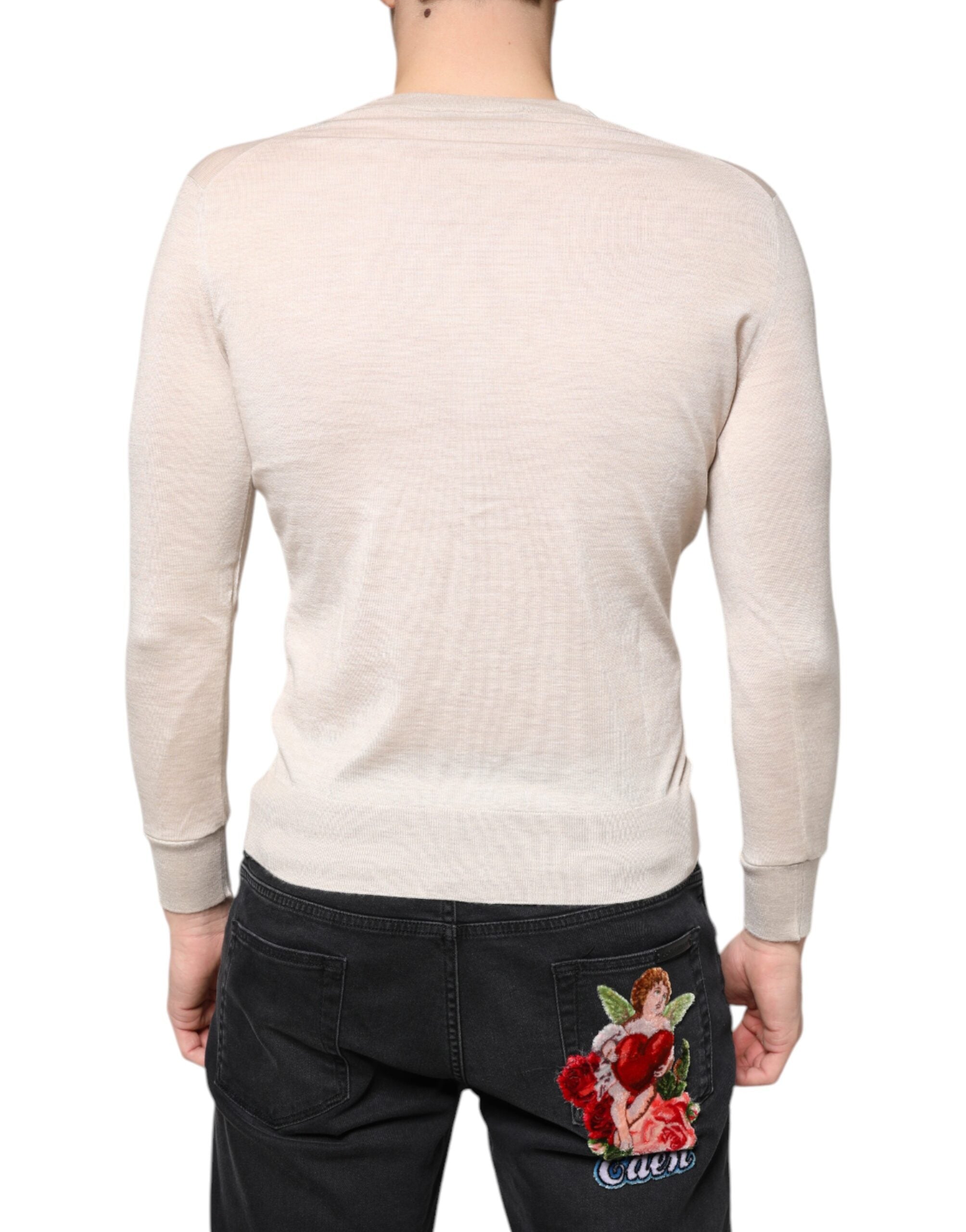 Cardigan Dolce & Gabbana bej din cașmir cu nasturi