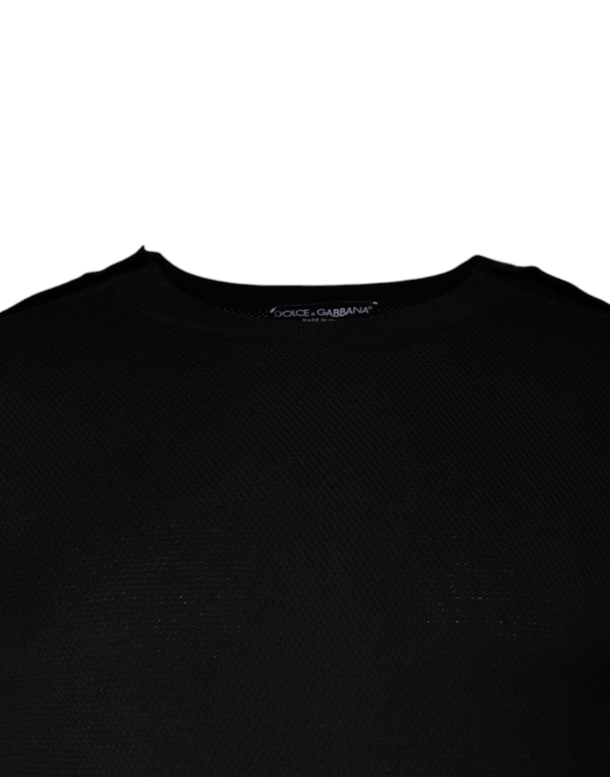 Pulover Dolce & Gabbana negru cu mânecă lungă și guler rotund