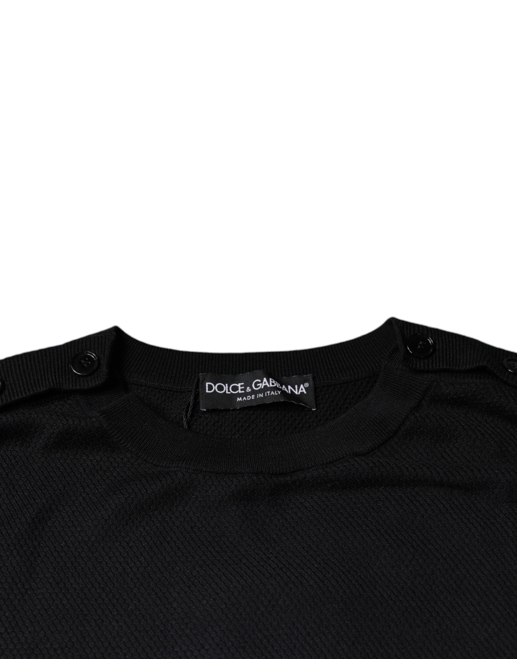 Pulover Dolce & Gabbana negru cu mânecă lungă și guler rotund