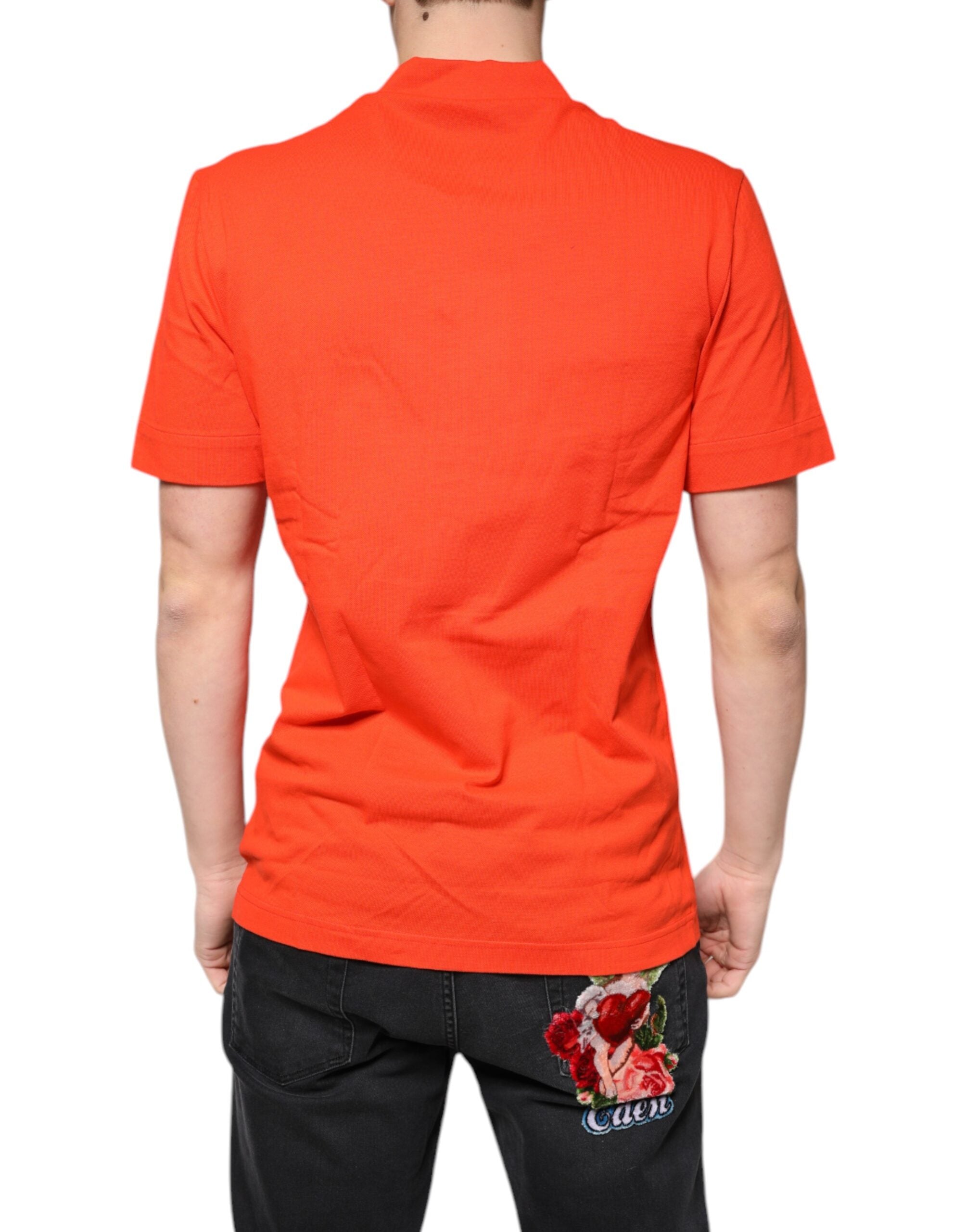 Dolce & Gabbana – Lässiges Poloshirt aus Baumwolle mit Knopfleiste in Orange
