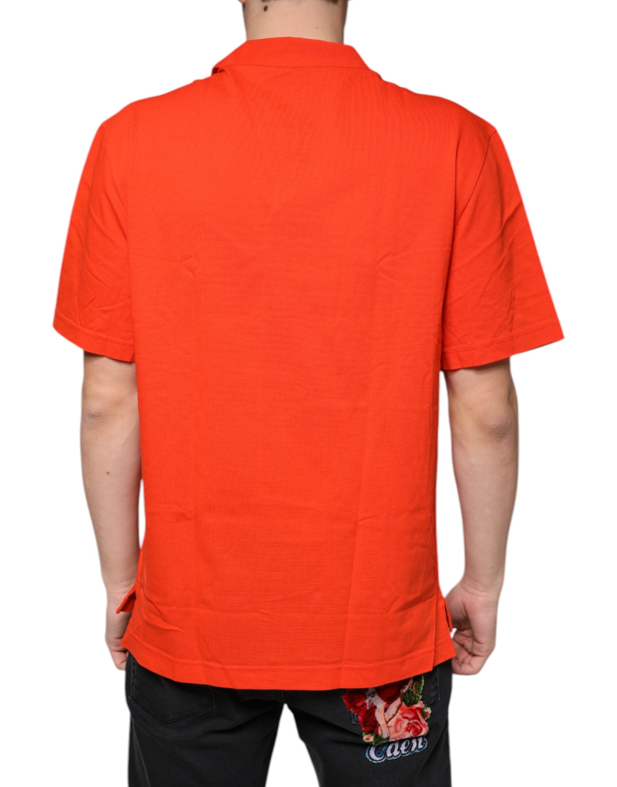 Dolce & Gabbana – Lässiges Poloshirt aus Baumwolle mit Knopfleiste in Orange