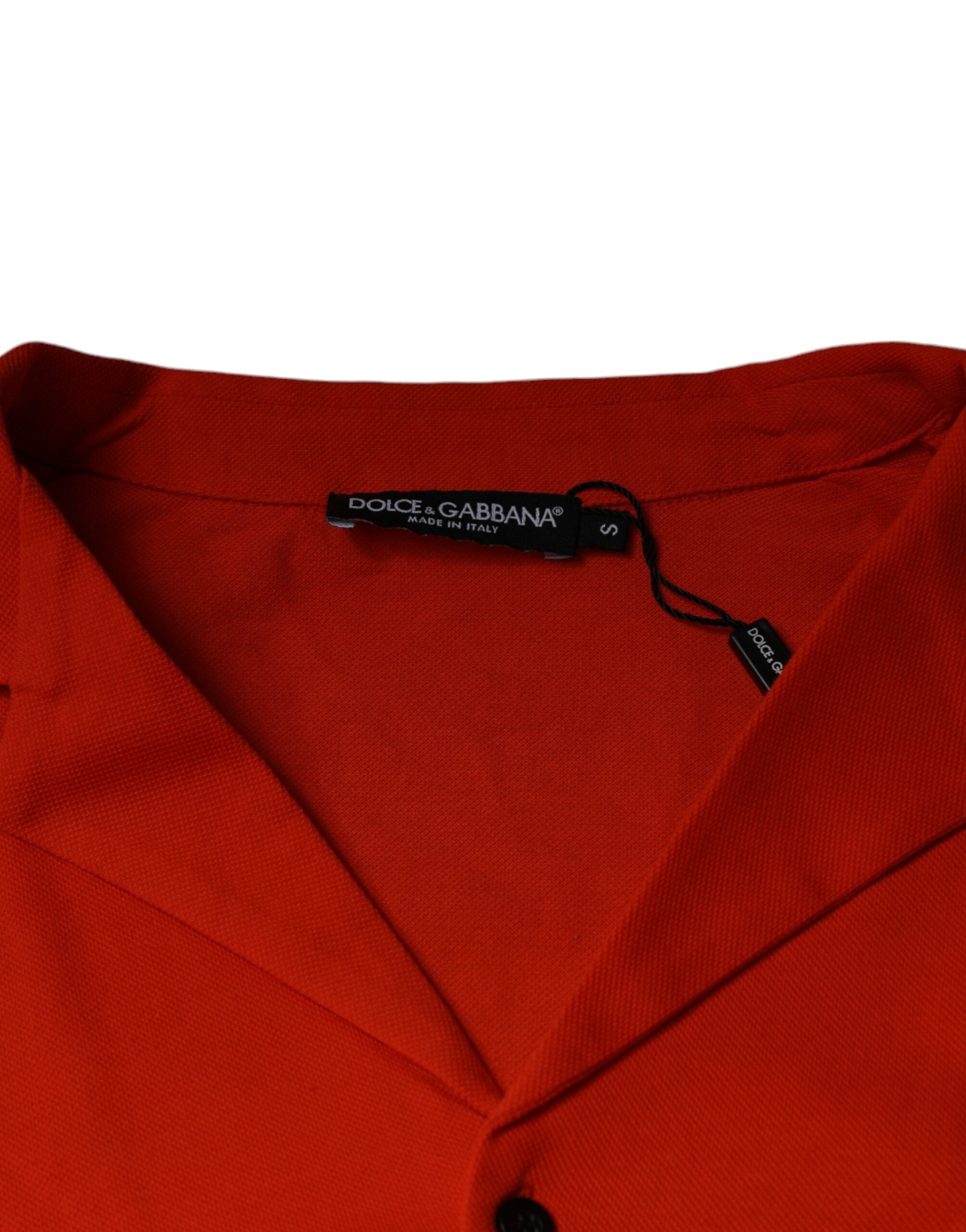 Dolce & Gabbana – Lässiges Poloshirt aus Baumwolle mit Knopfleiste in Orange