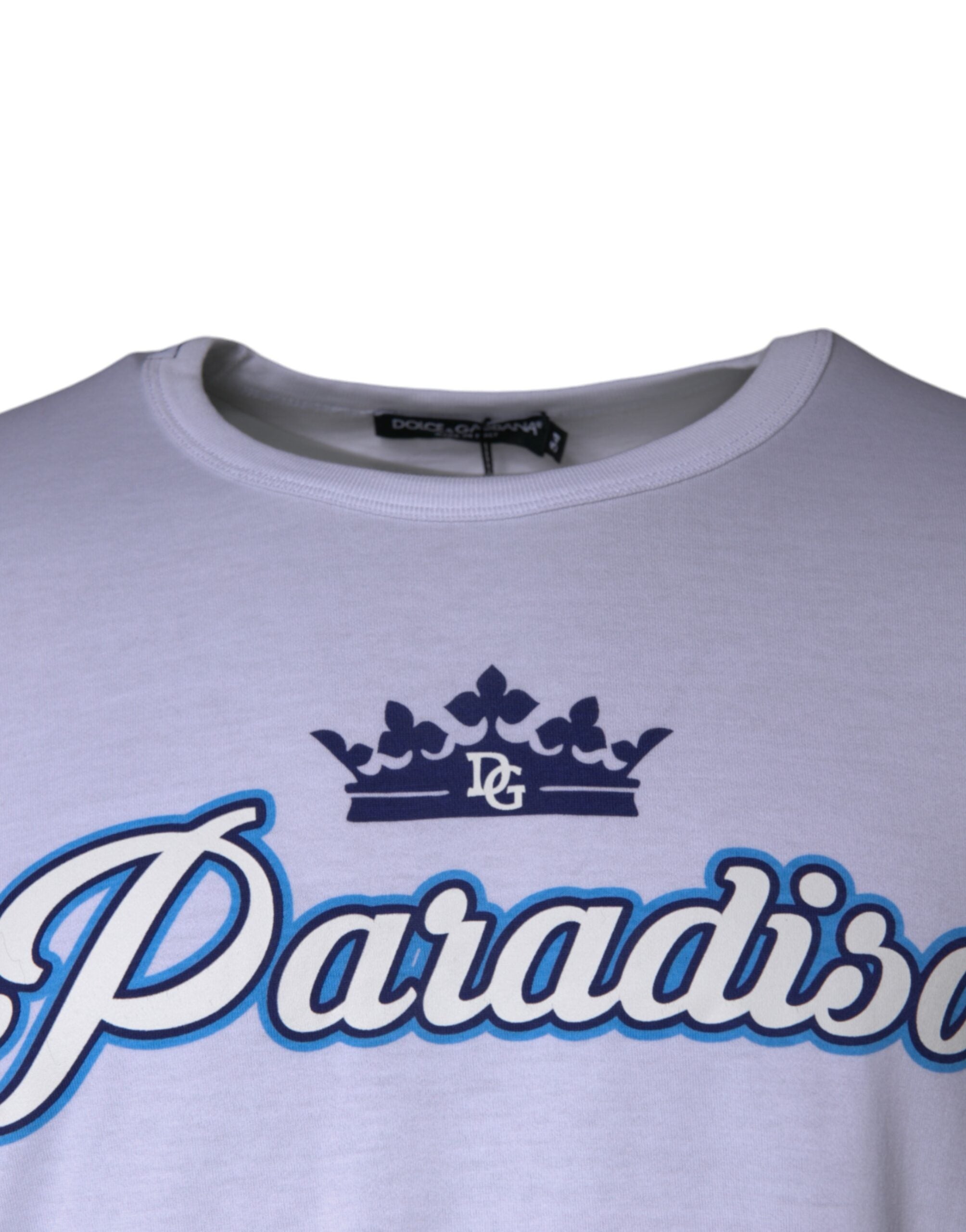 Tricou Dolce & Gabbana Paradiso alb din bumbac cu mâneci scurte