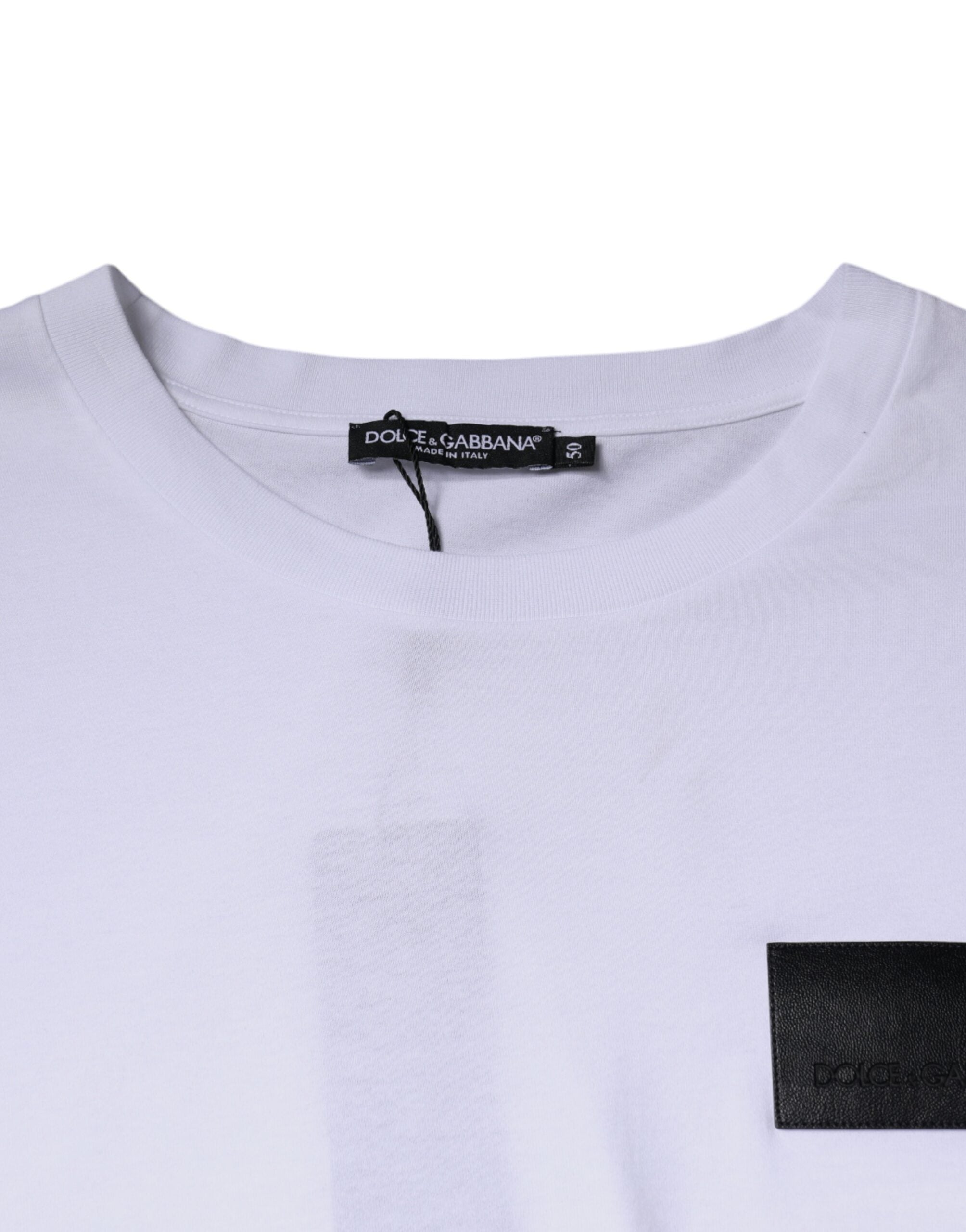 Tricou Dolce & Gabbana cu guler rotund din bumbac și logo alb
