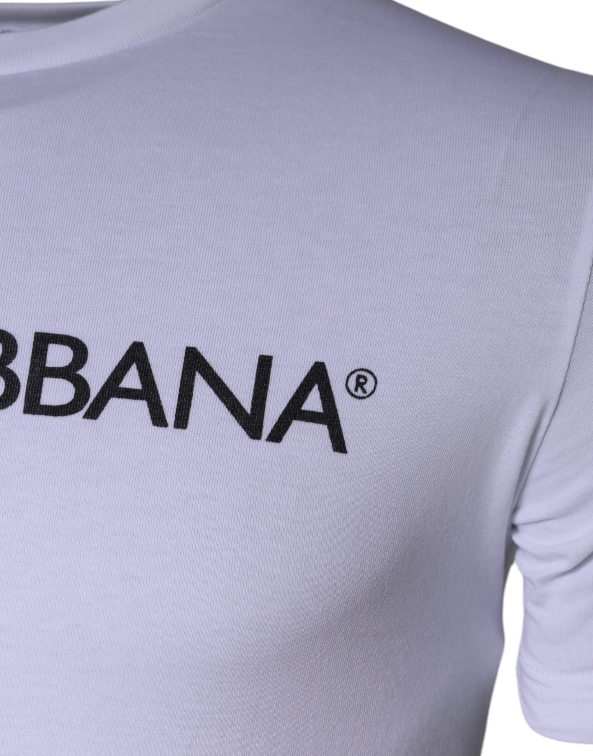 Tricou Dolce & Gabbana cu guler rotund din bumbac și imprimeu alb cu logo