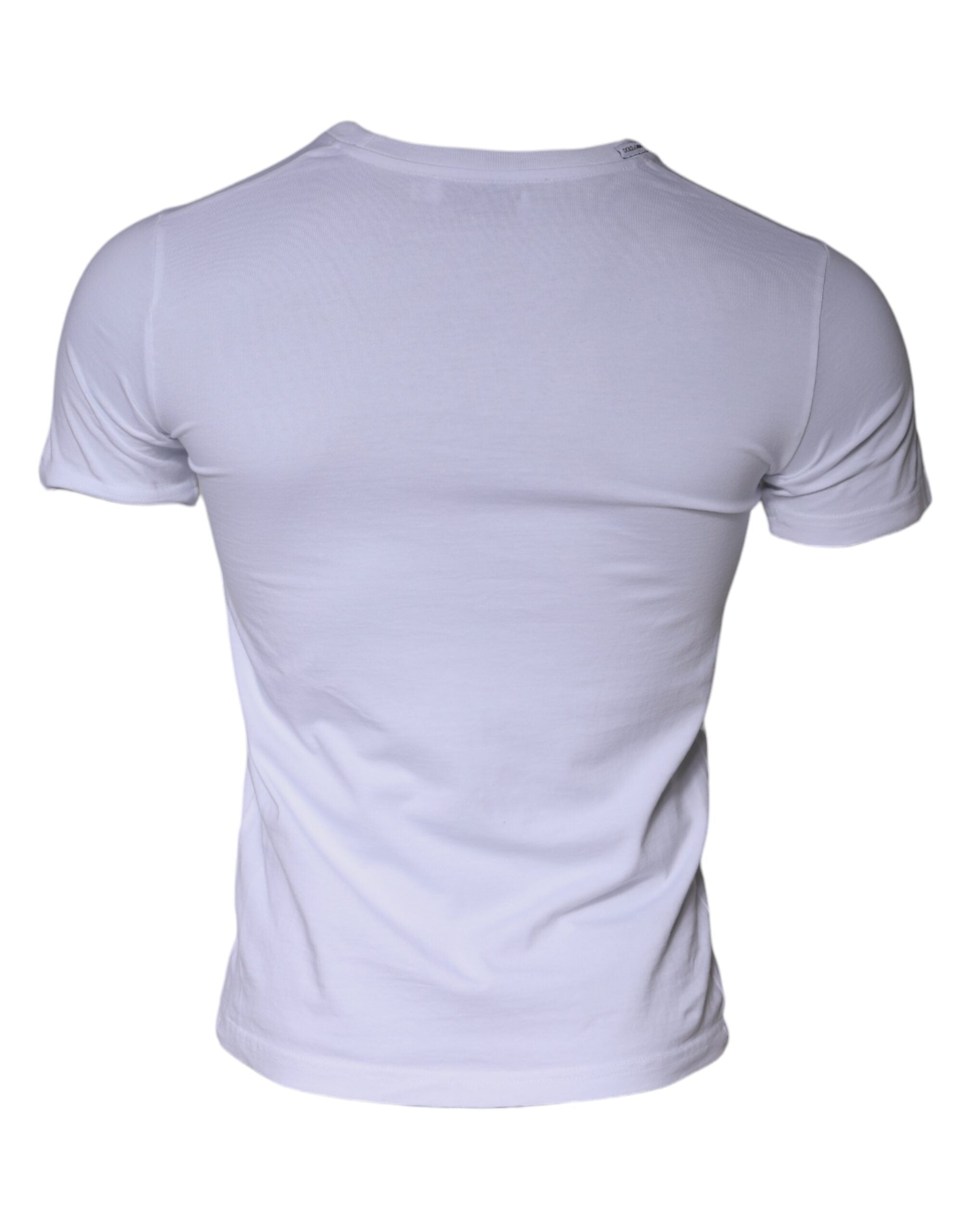 Tricou Dolce & Gabbana cu guler rotund din bumbac și imprimeu alb cu logo