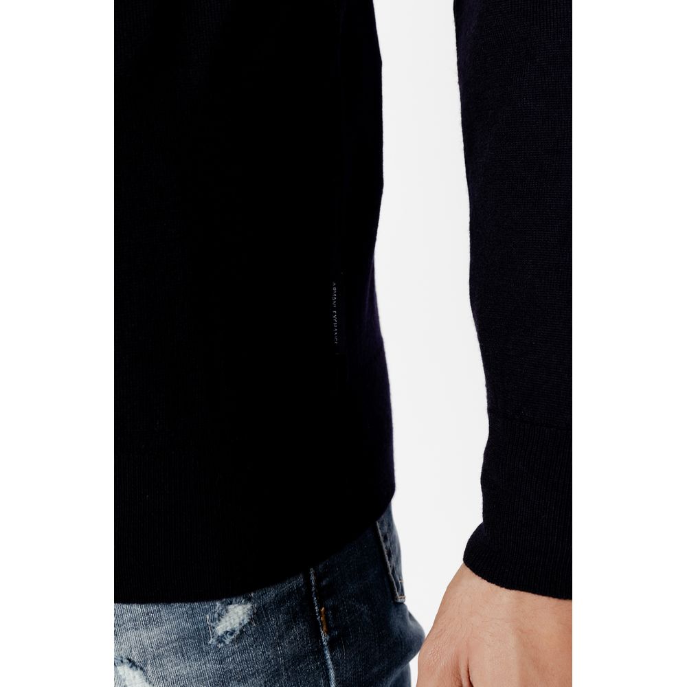 Tricou albastru din lână Armani Exchange