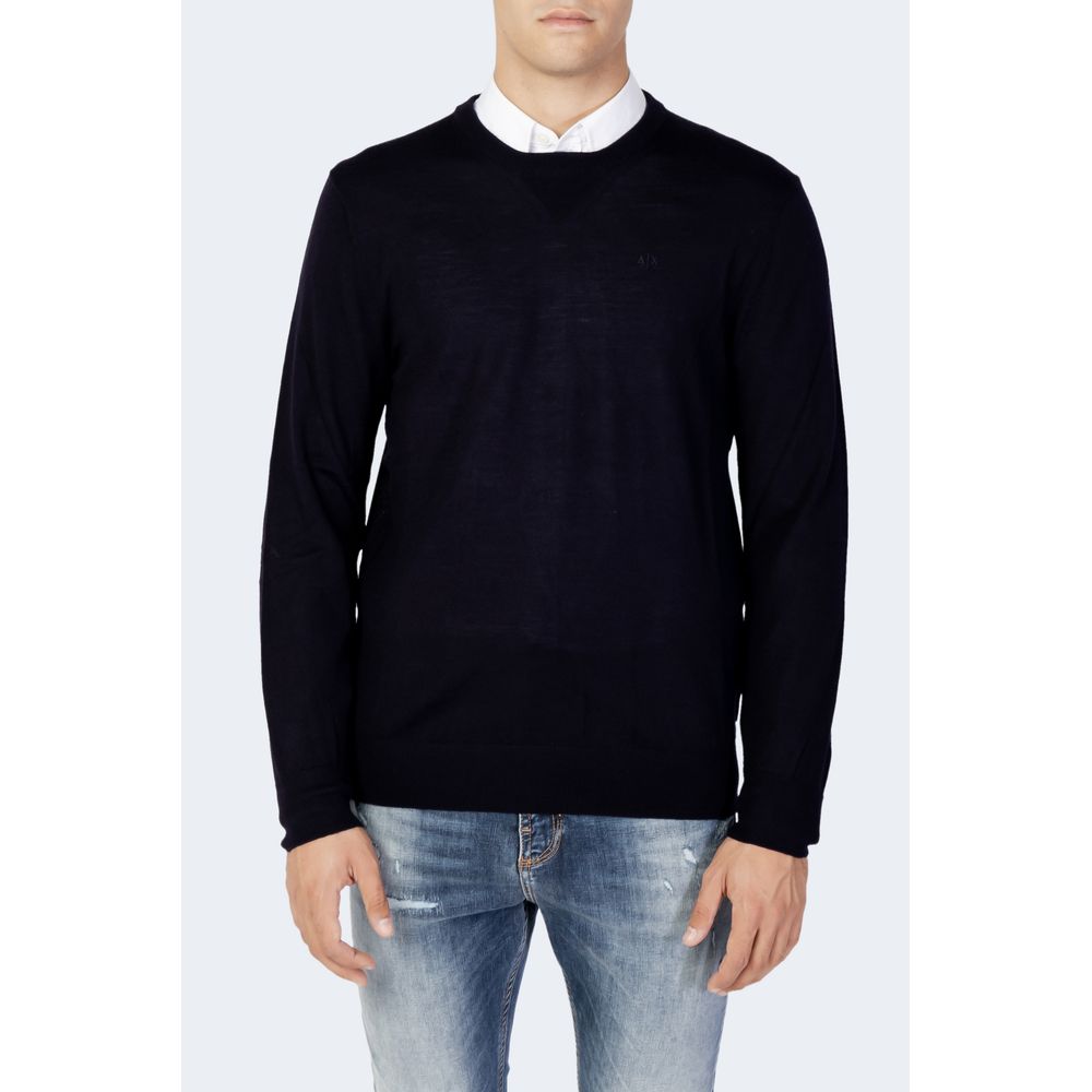 Tricou albastru din lână Armani Exchange