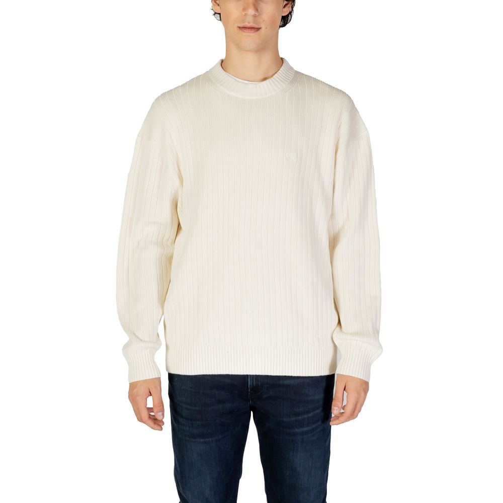 Calvin Klein Jeans – Cremefarbener Baumwollpullover